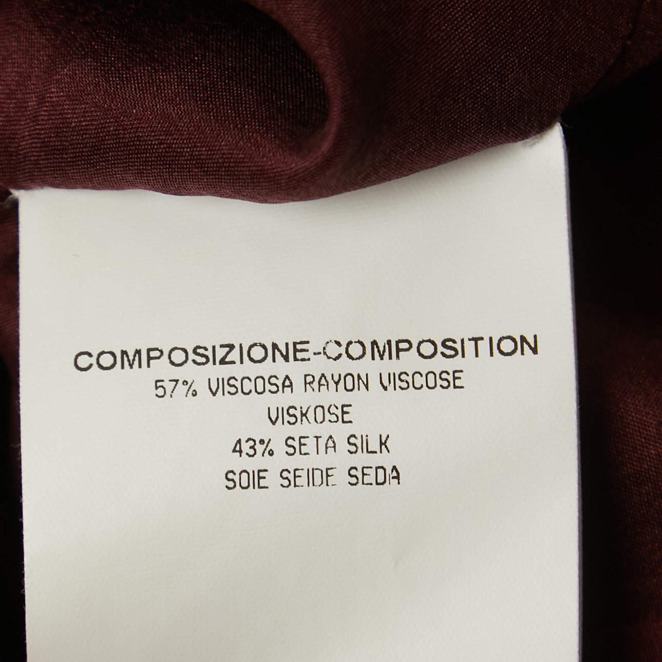 Women's Yves Saint Laurent Burgundy Silk Blend Midi Dress S For Sale