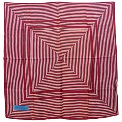 Yves Saint Laurent Burgundy Striped Silk Scarf