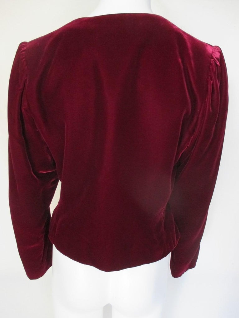 Yves Saint Laurent Burgundy Velvet Jacket For Sale at 1stDibs