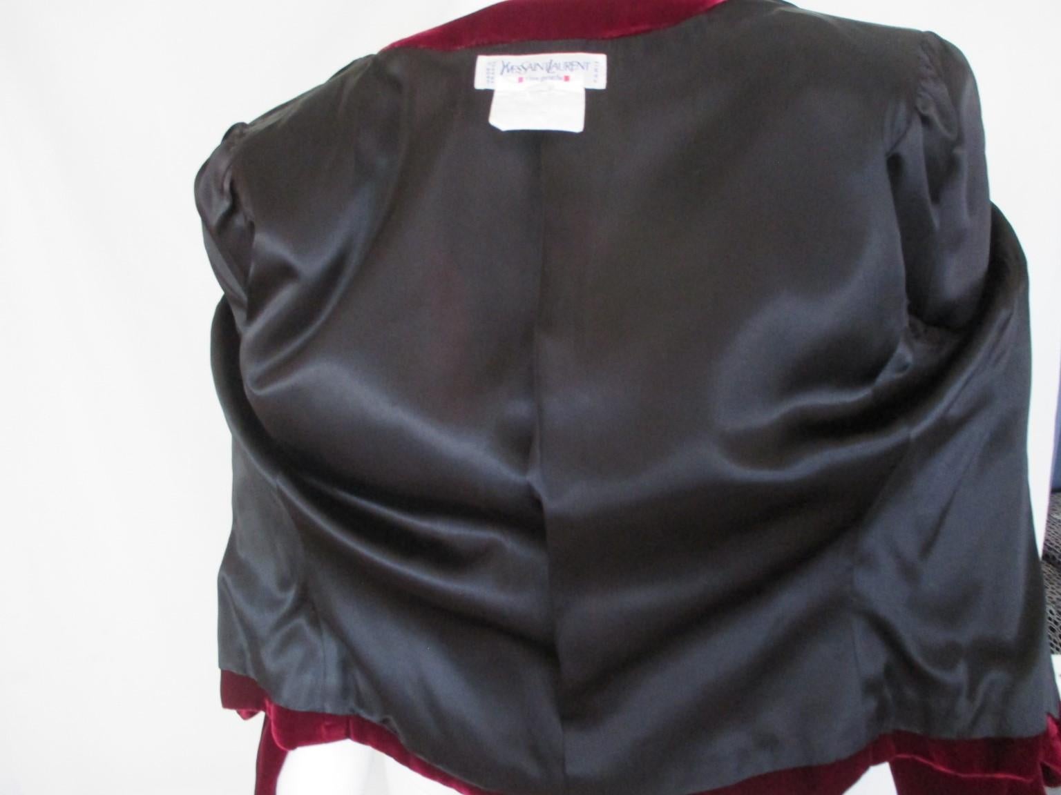 Yves Saint Laurent Burgundy Velvet Jacket For Sale 1