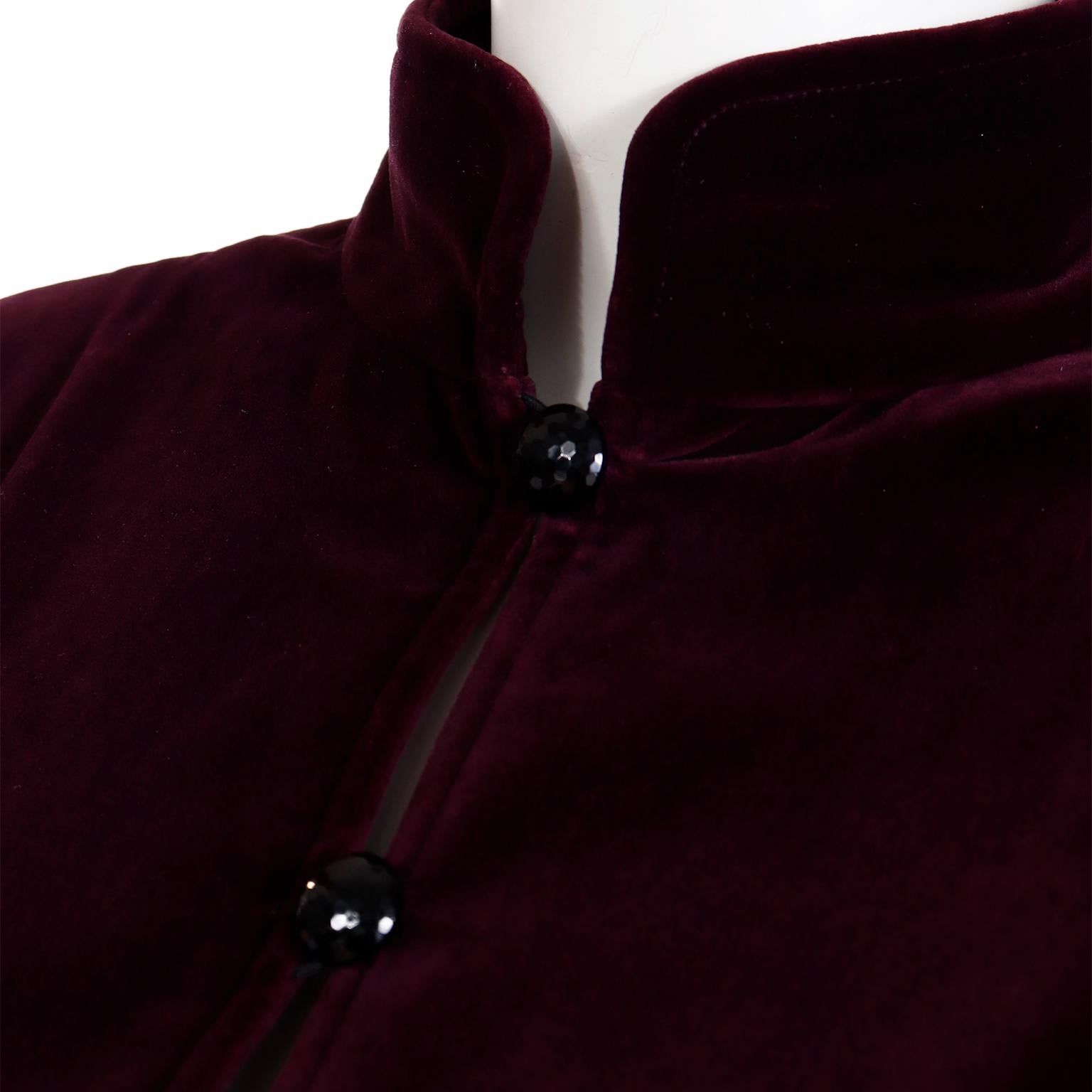 Yves Saint Laurent Burgundy Velvet Jacket & Skirt 2 Piece Suit  For Sale 3