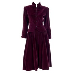 Yves Saint Laurent - Giacca e gonna in velluto bordeaux - completo 2 pezzi