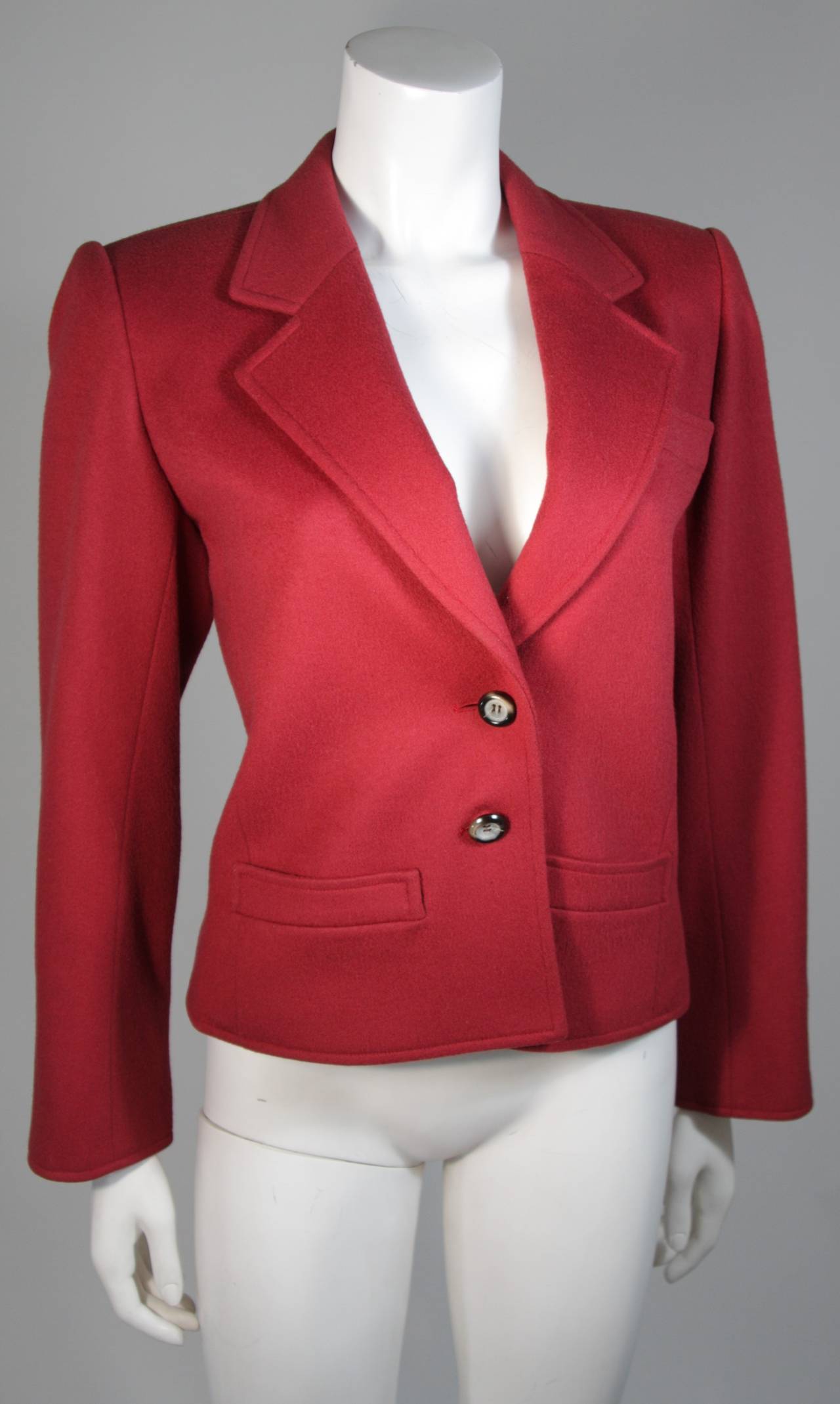 Red Yves Saint Laurent Burgundy Wool Jacket Size 38 For Sale