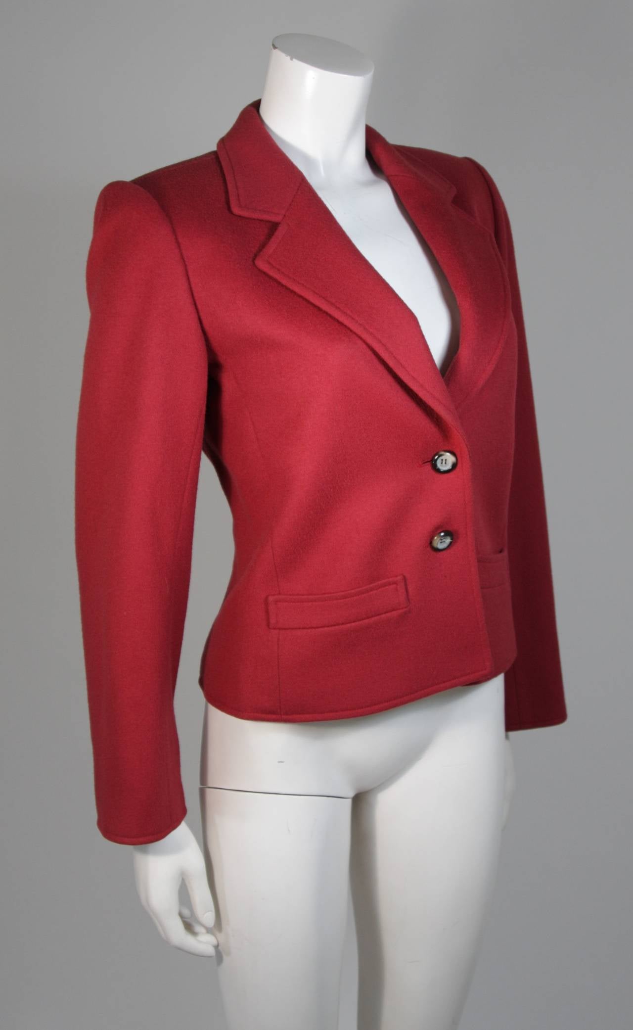 Yves Saint Laurent Burgundy Wool Jacket Size 38 In Excellent Condition For Sale In Los Angeles, CA