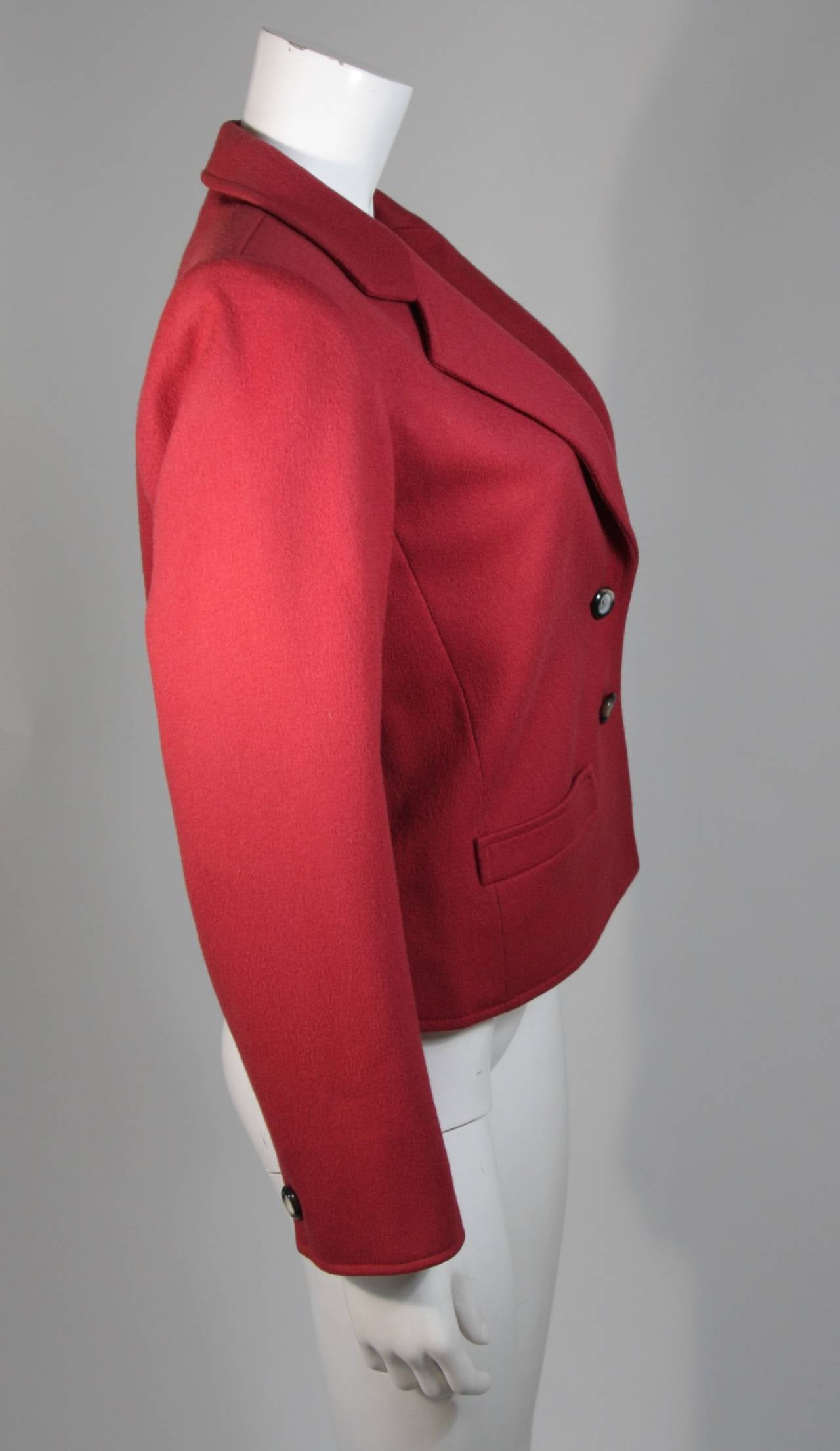 Women's Yves Saint Laurent Burgundy Wool Jacket Size 38 For Sale