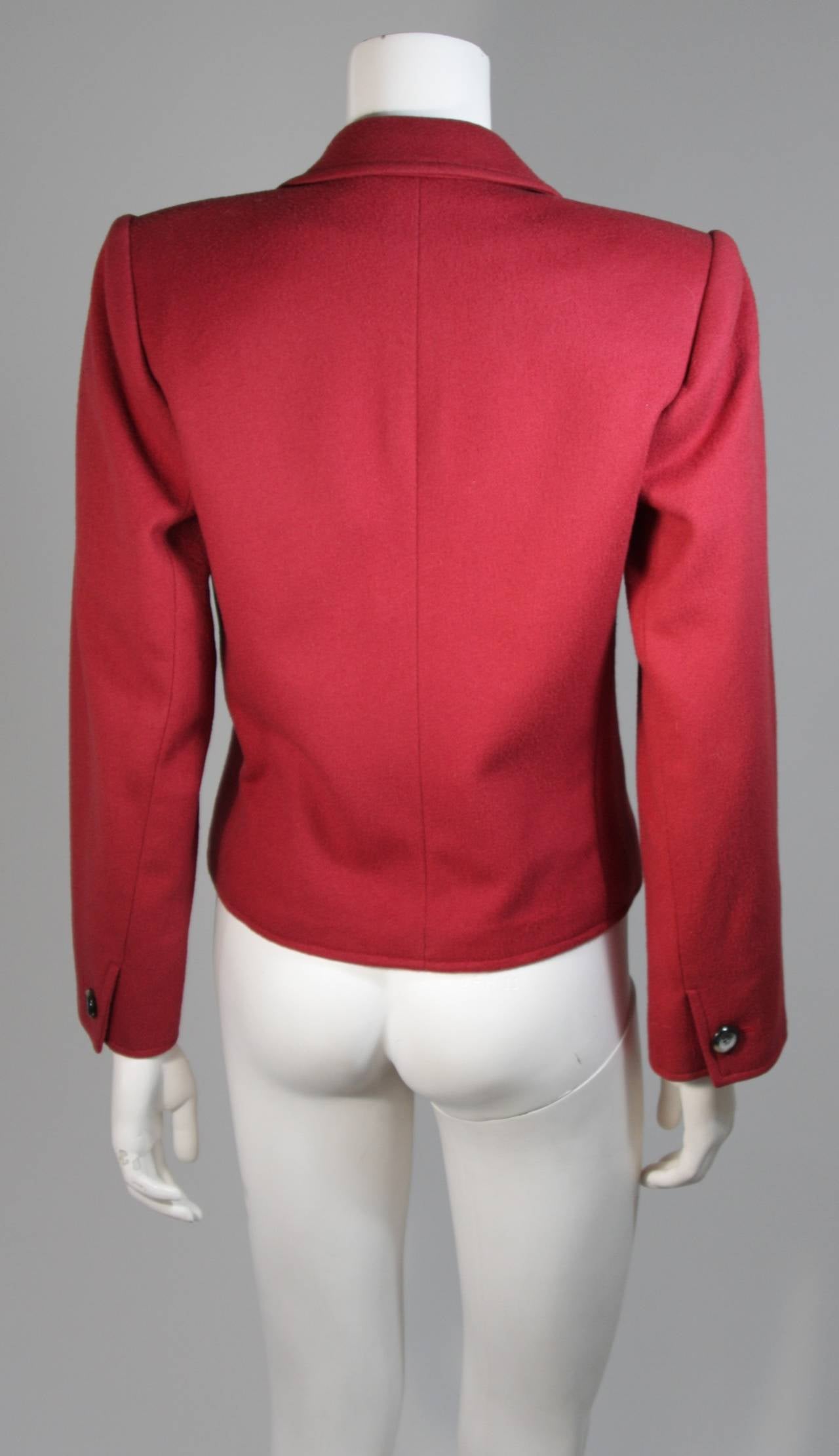 Yves Saint Laurent Burgundy Wool Jacket Size 38 For Sale 2