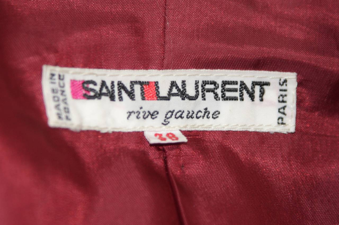 Yves Saint Laurent Burgundy Wool Jacket Size 38 For Sale 4