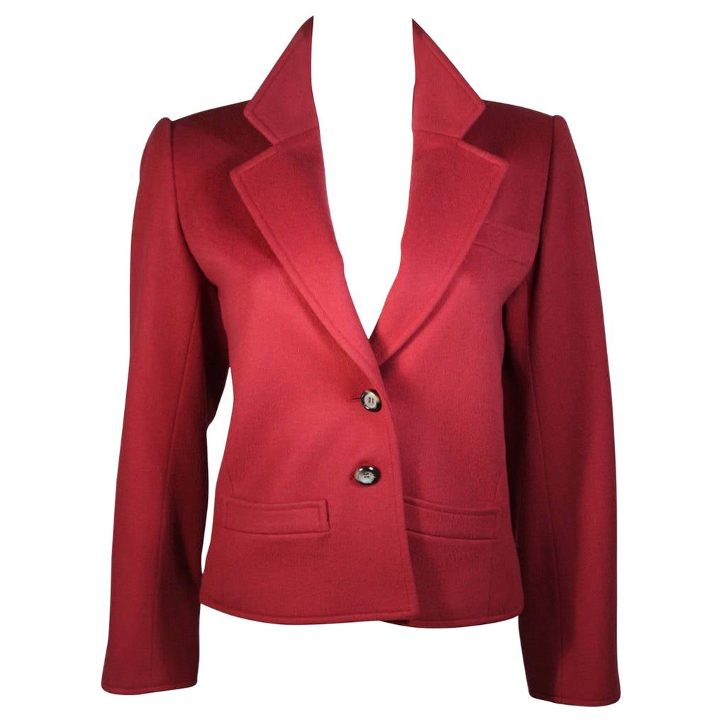 Yves Saint Laurent Burgunderfarbene Wolljacke Größe 38