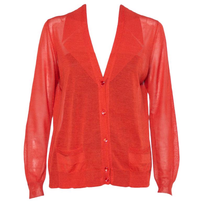 Yves Saint Laurent Burnt Orange Cotton Silk Cardigan L