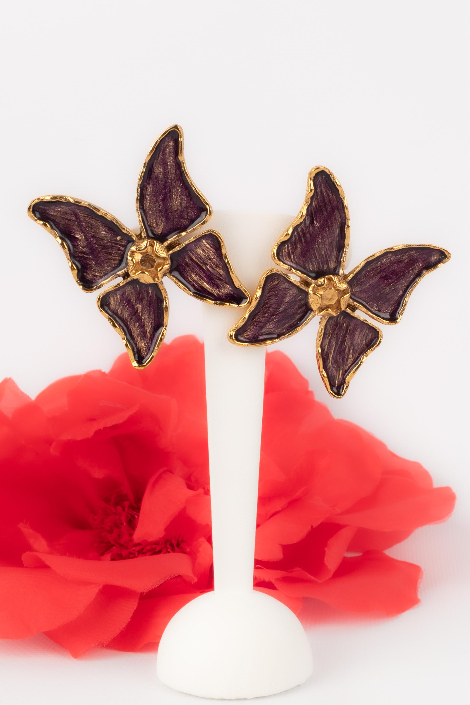 Yves Saint Laurent butterfly earrings In Excellent Condition For Sale In SAINT-OUEN-SUR-SEINE, FR