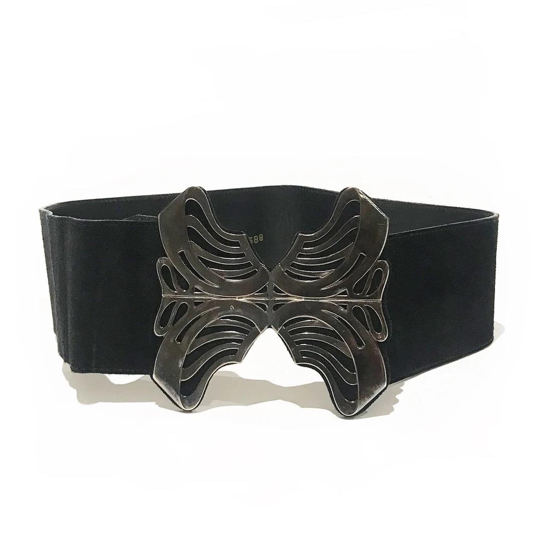 Black Yves Saint Laurent Butterfly Waist Belt Circa 1970’s