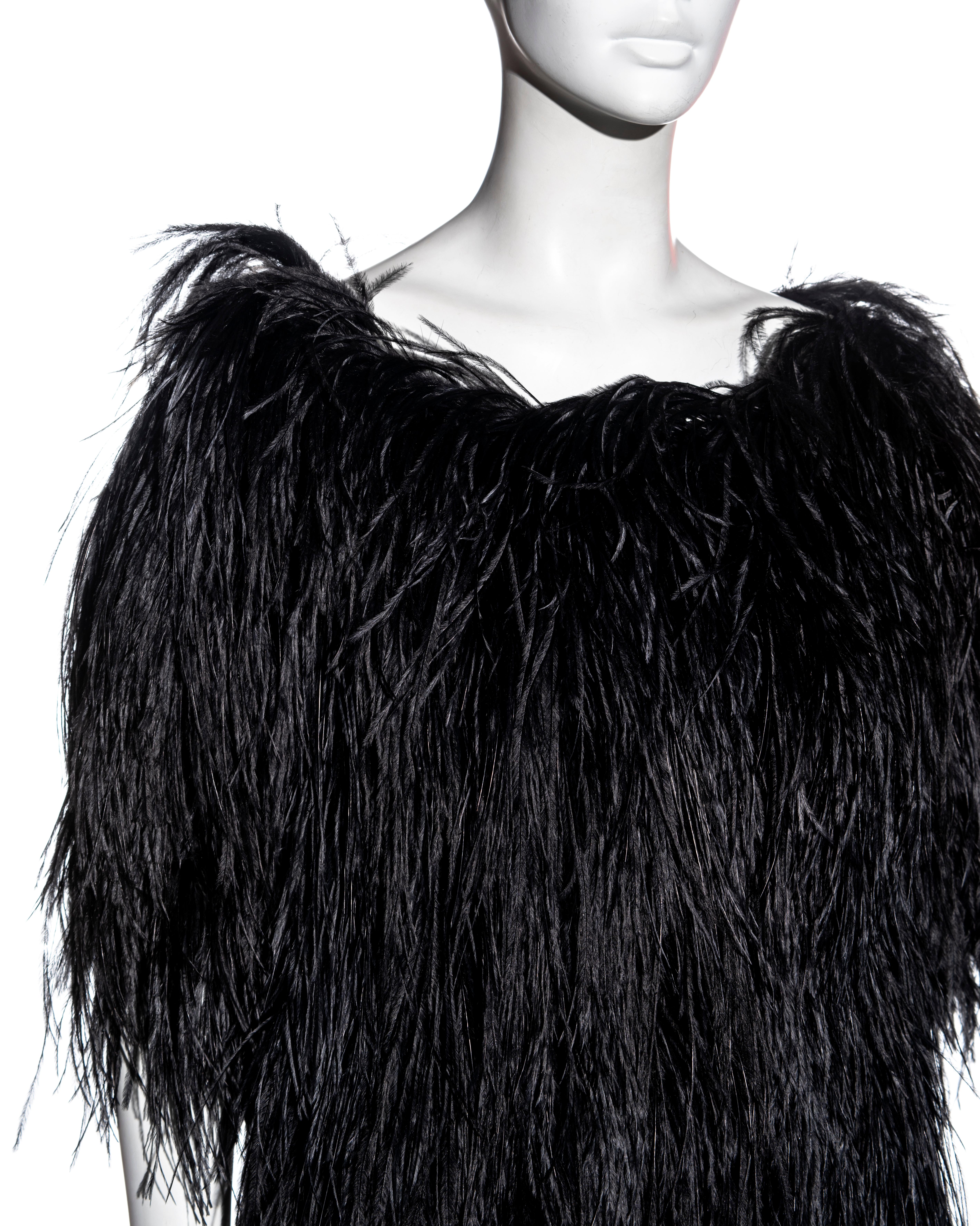 Black Yves Saint Laurent by Alber Elbaz black ostrich feather top, fw 1999 For Sale