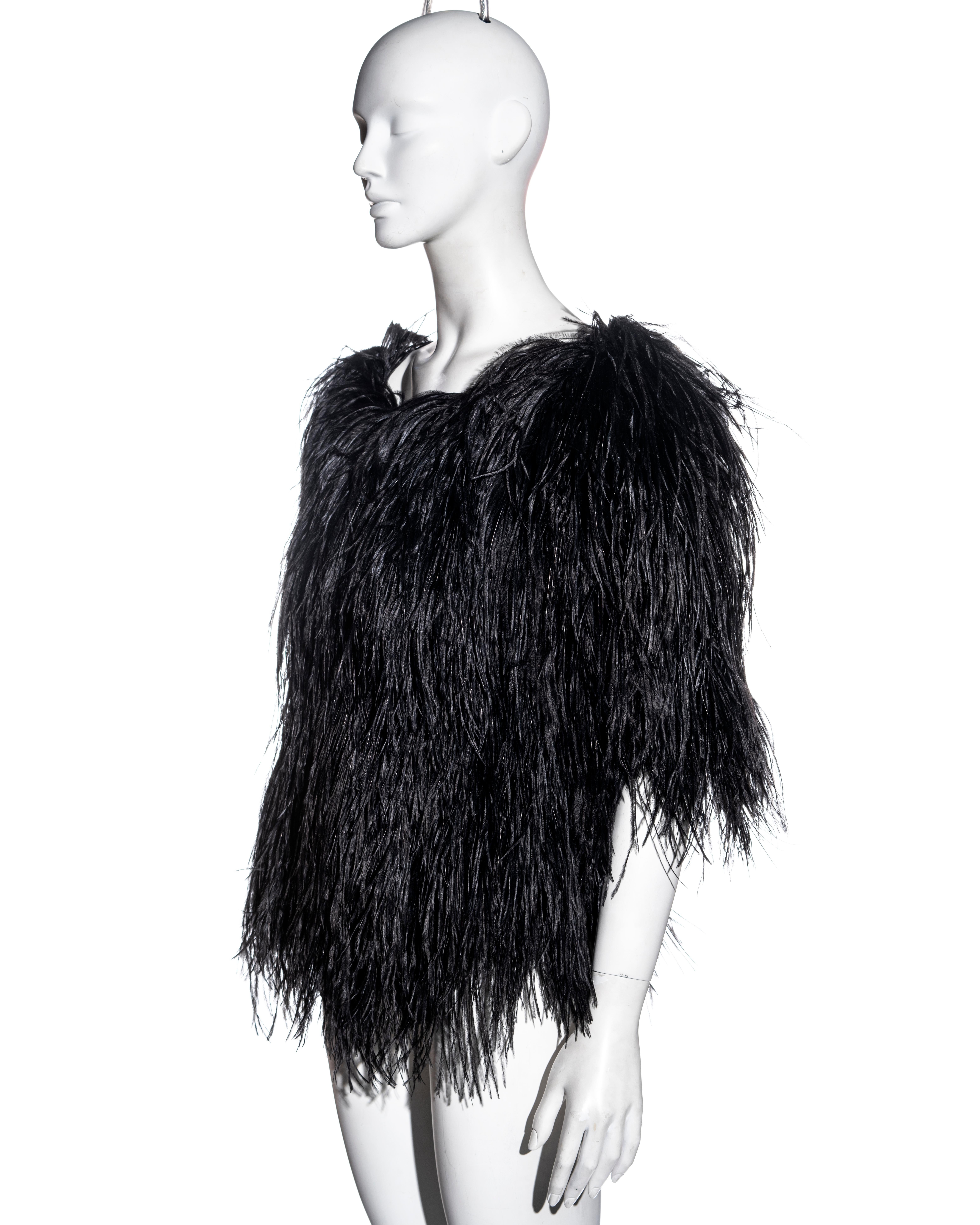 Yves Saint Laurent by Alber Elbaz black ostrich feather top, fw 1999 In Excellent Condition For Sale In London, GB