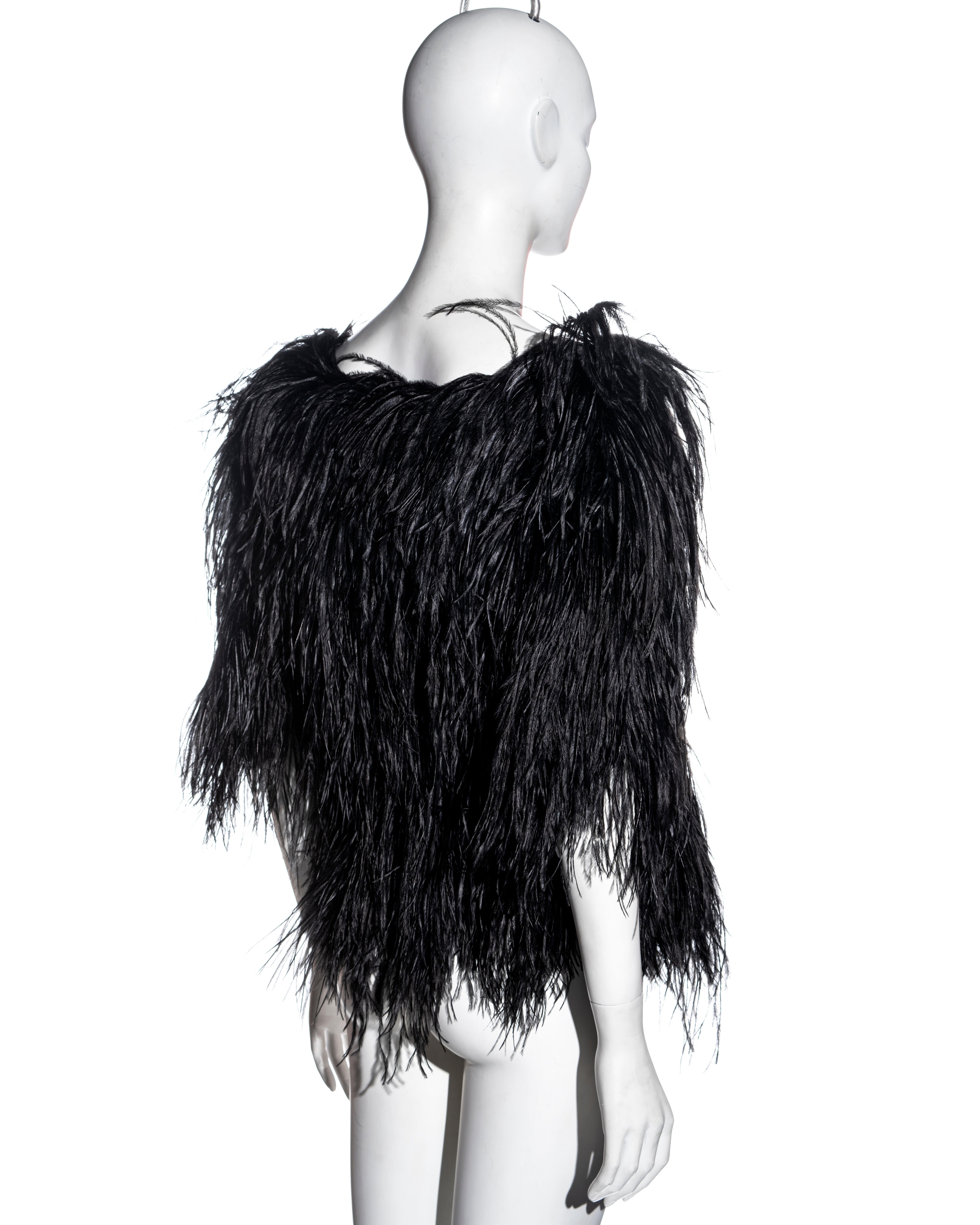 Women's Yves Saint Laurent by Alber Elbaz black ostrich feather top, fw 1999 For Sale