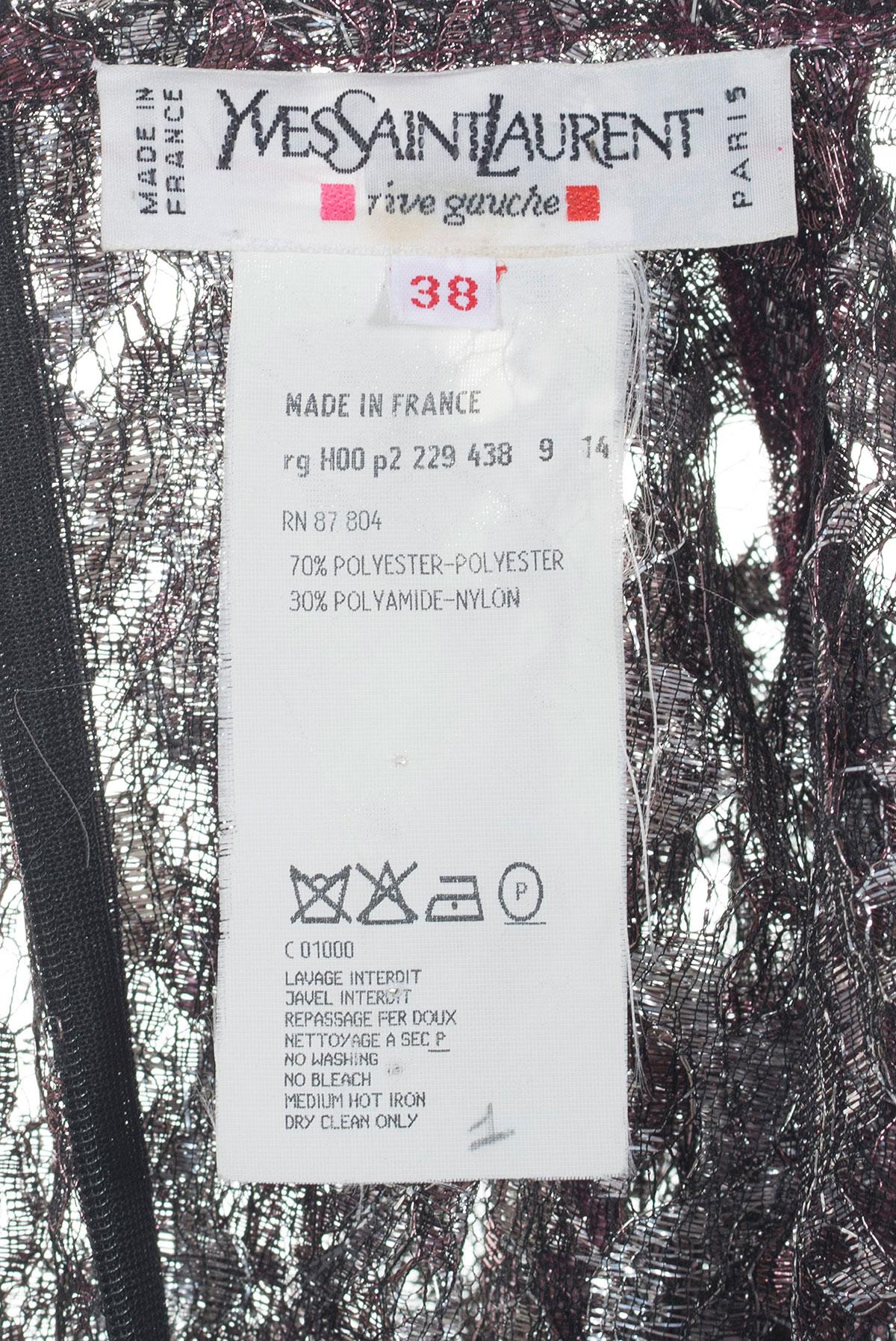 YVES SAINT LAURENT BY ALBER ELBAZ FW 00 Rare robe en dentelle métallisée doublée Excellent état - En vente à Milano, MILANO