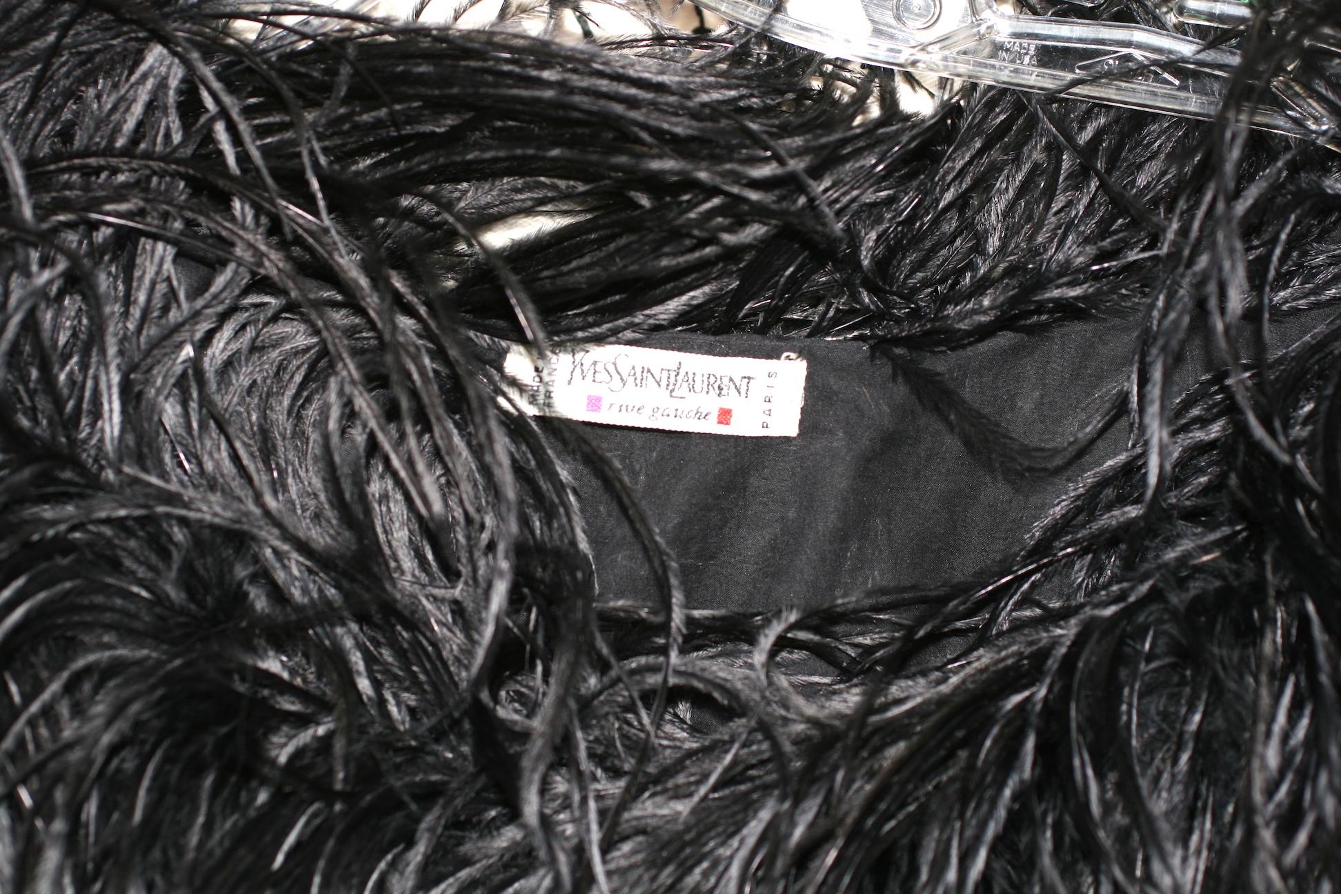 Black Yves Saint Laurent by Alber Elbaz Ostrich Plume Tee Shirt, A/H 2000 For Sale