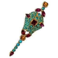 Yves Saint Laurent by Robert Goossens 1980s Gold & Rhinestone Brooch