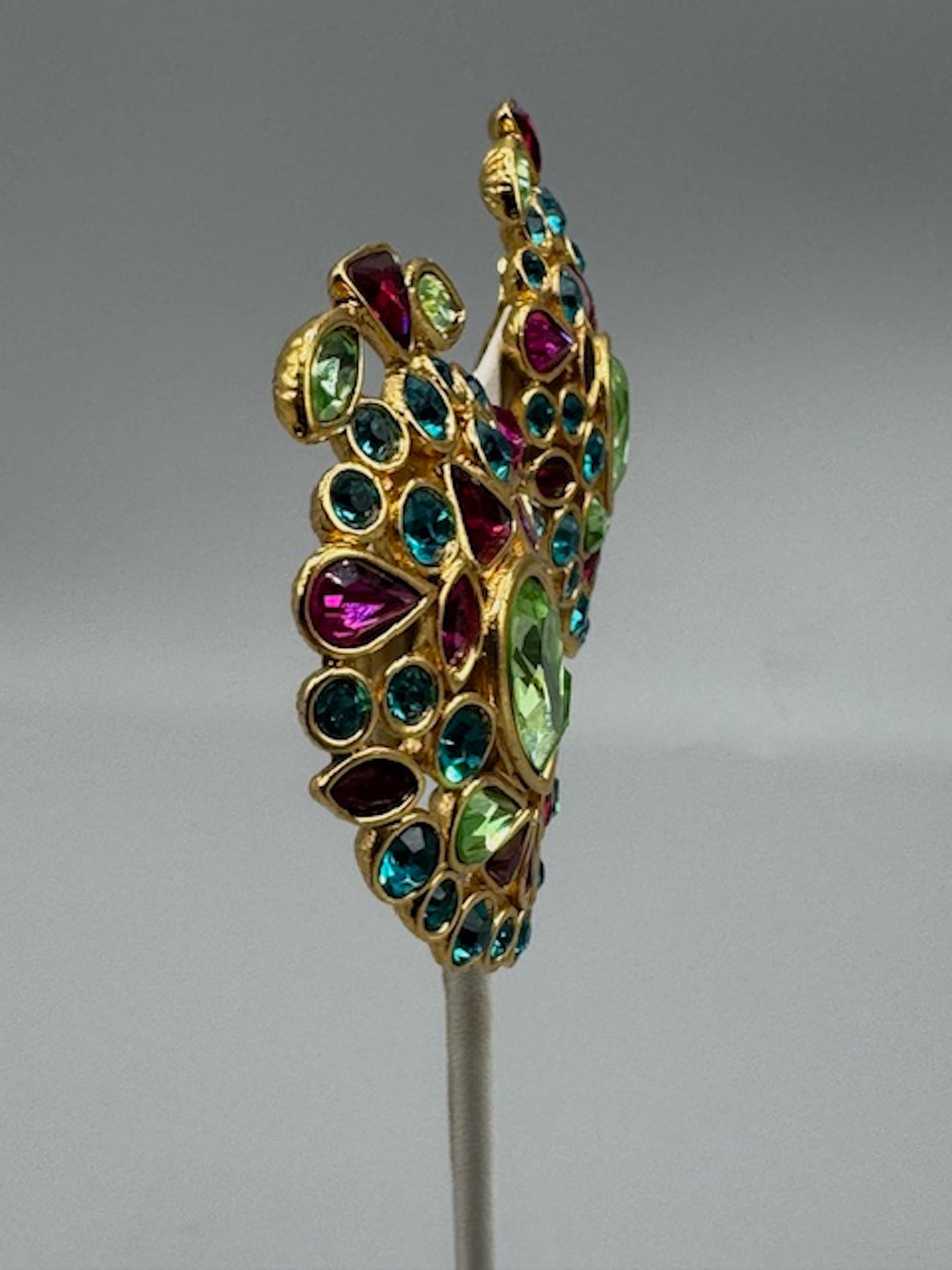 Yves Saint Laurent by Robert Goossens 1980s Gold & Rhinestone Large Earrings 5