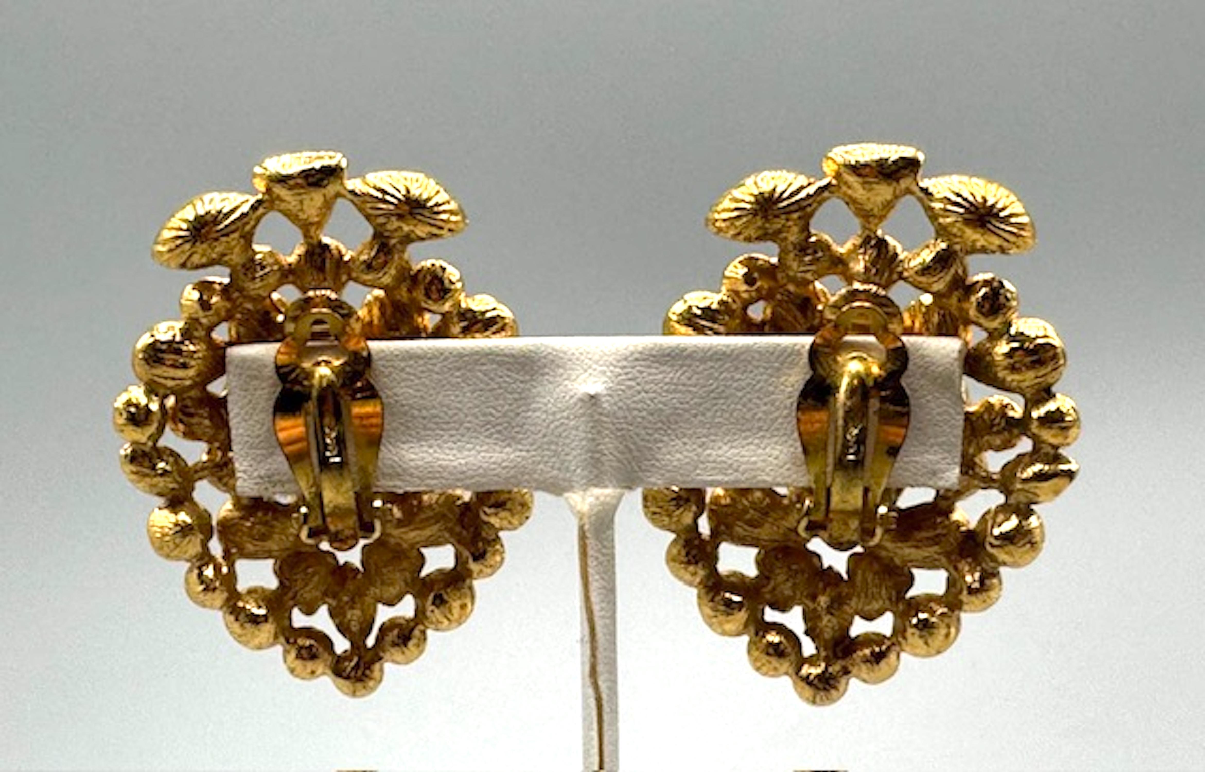 Yves Saint Laurent by Robert Goossens 1980s Gold & Rhinestone Large Earrings 6