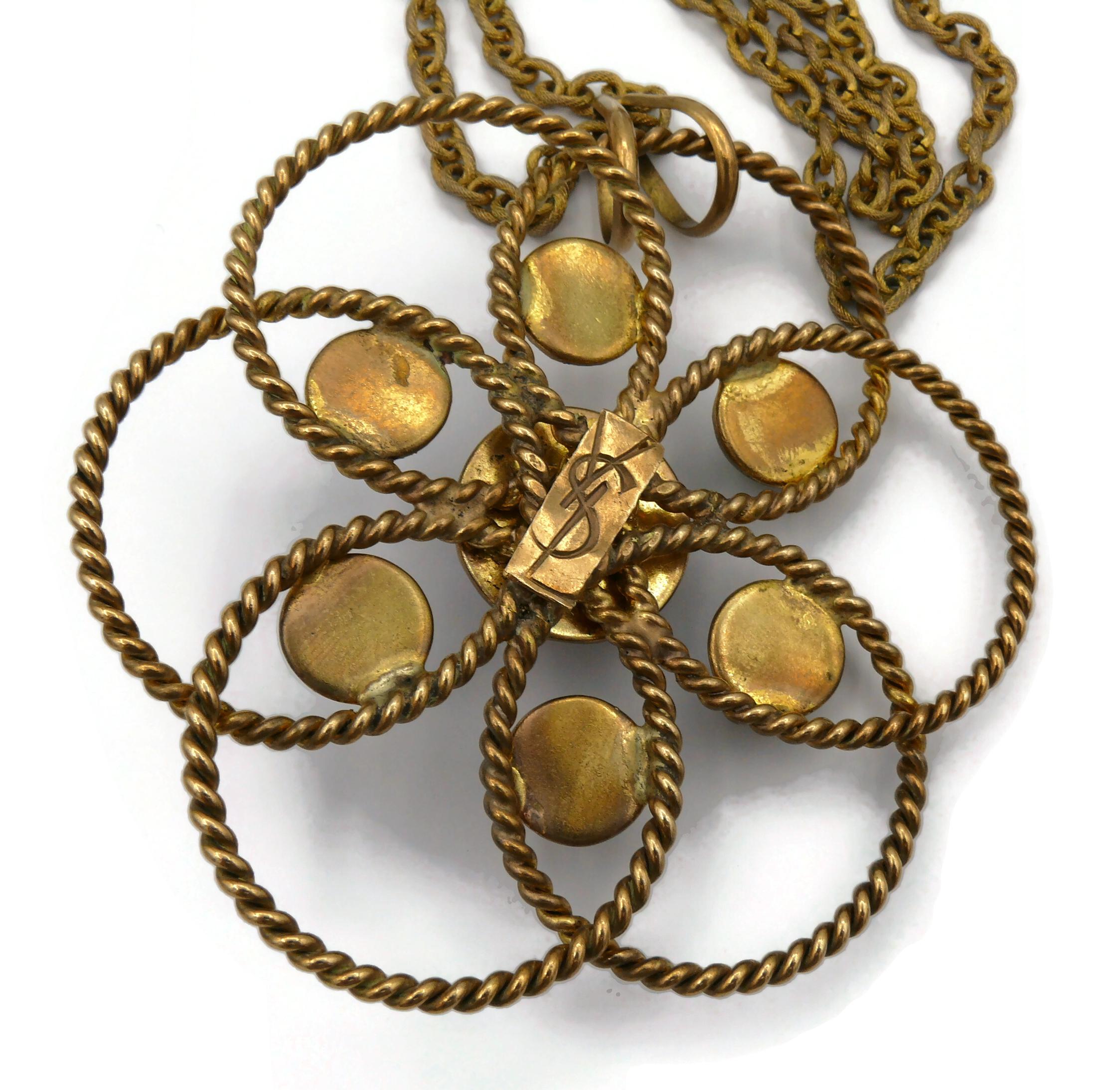 YVES SAINT LAURENT by ROGER SCEMAMA Vintage Massive Flower Pendant Necklace 14