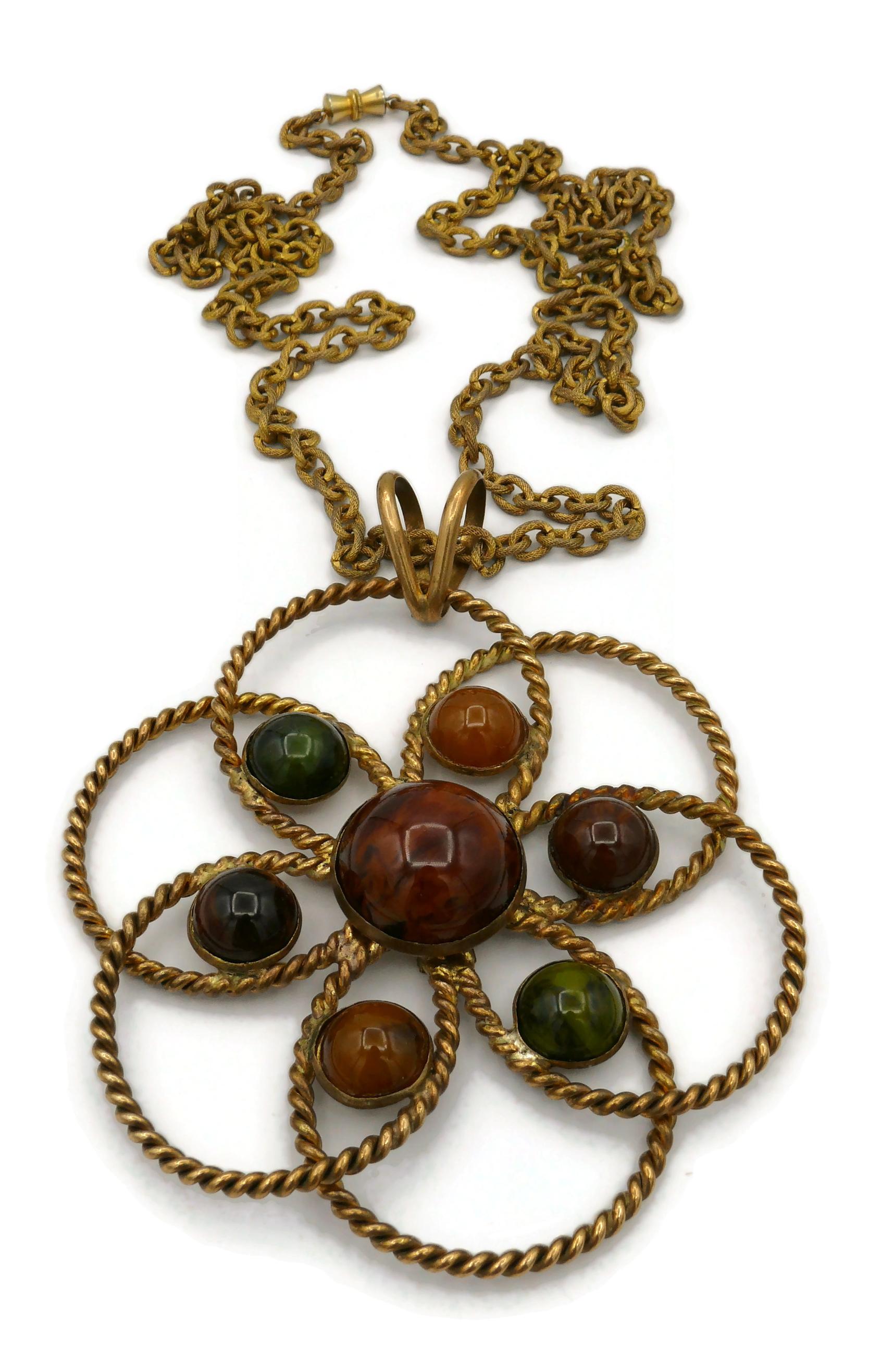 YVES SAINT LAURENT by ROGER SCEMAMA Vintage Massive Flower Pendant Necklace 1