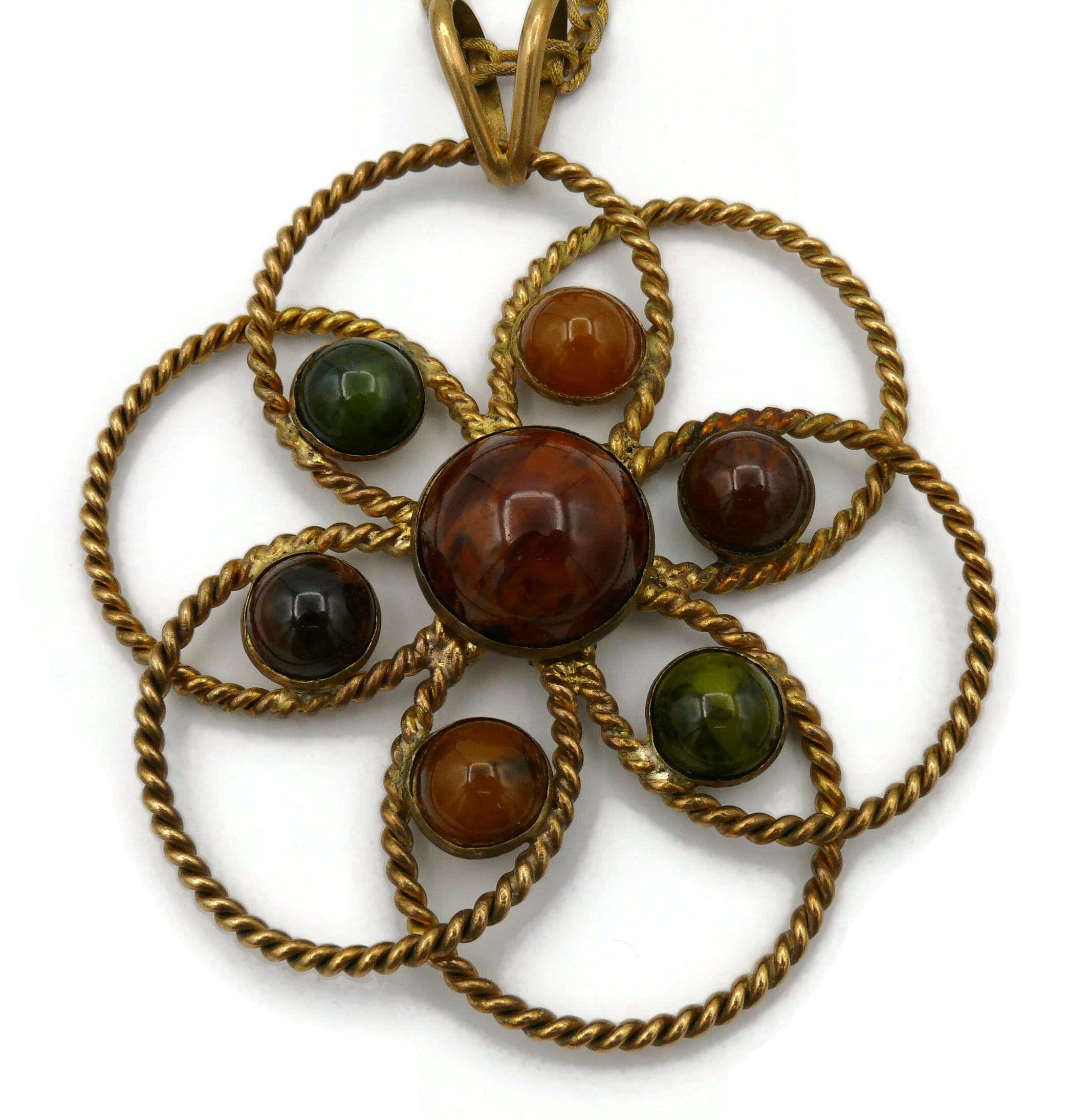 YVES SAINT LAURENT by ROGER SCEMAMA Vintage Massive Flower Pendant Necklace 3