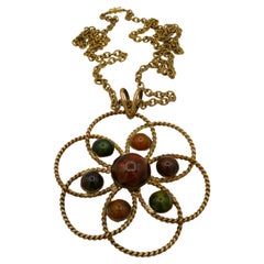 YVES SAINT LAURENT by ROGER SCEMAMA Vintage Massive Flower Pendant Necklace