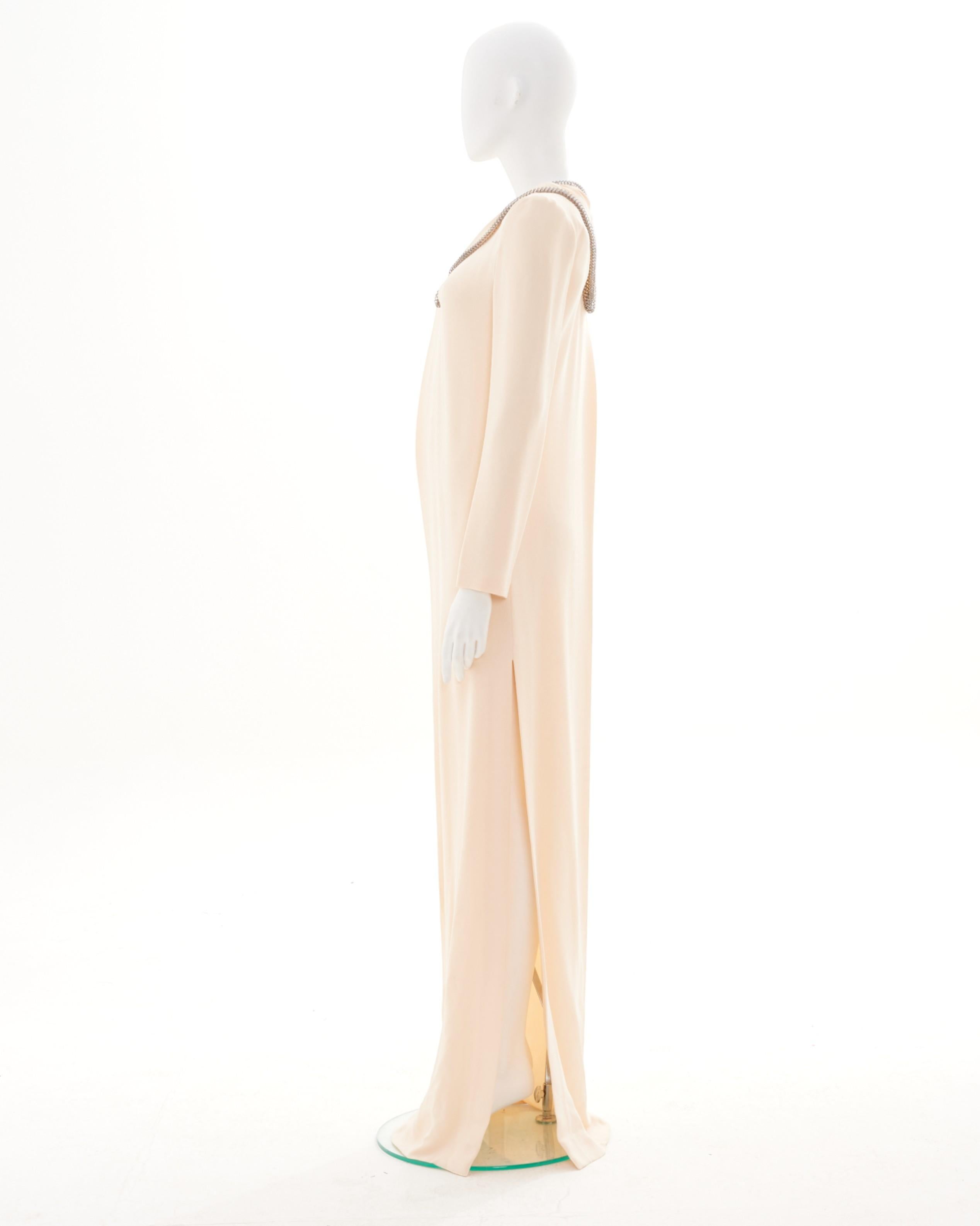 White Yves Saint Laurent by Stefano Pilati F/W 2012 Chain Embellished long Dress For Sale