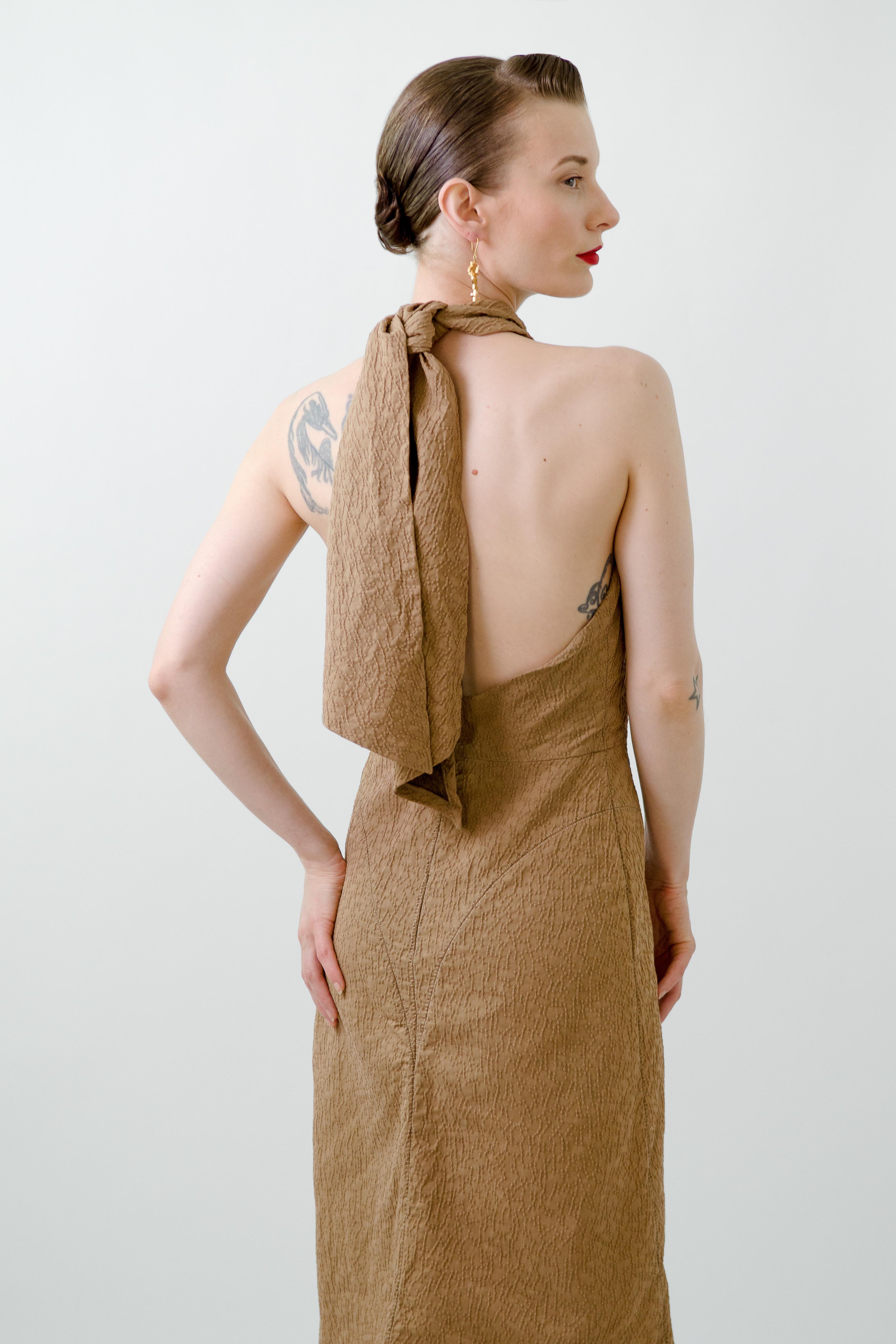 Brown YVES SAINT LAURENT By STEFANO PILATI S/S 2011 Runway Halter Dress For Sale