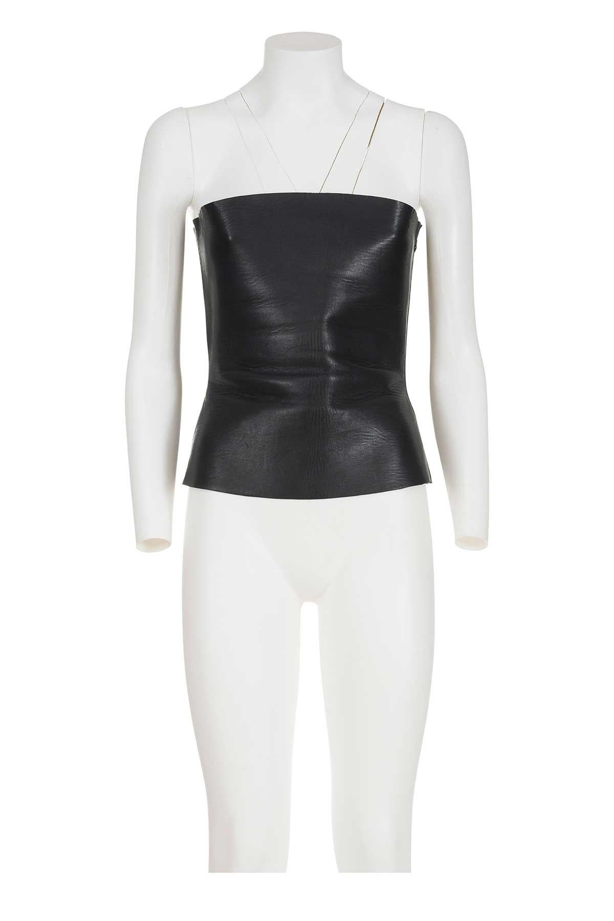00'S kultiges und seltenes Bustier aus gebondetem Leder von Tom Ford für Yves Saint Laurent
Die Zusammensetzung ist 100% Leder