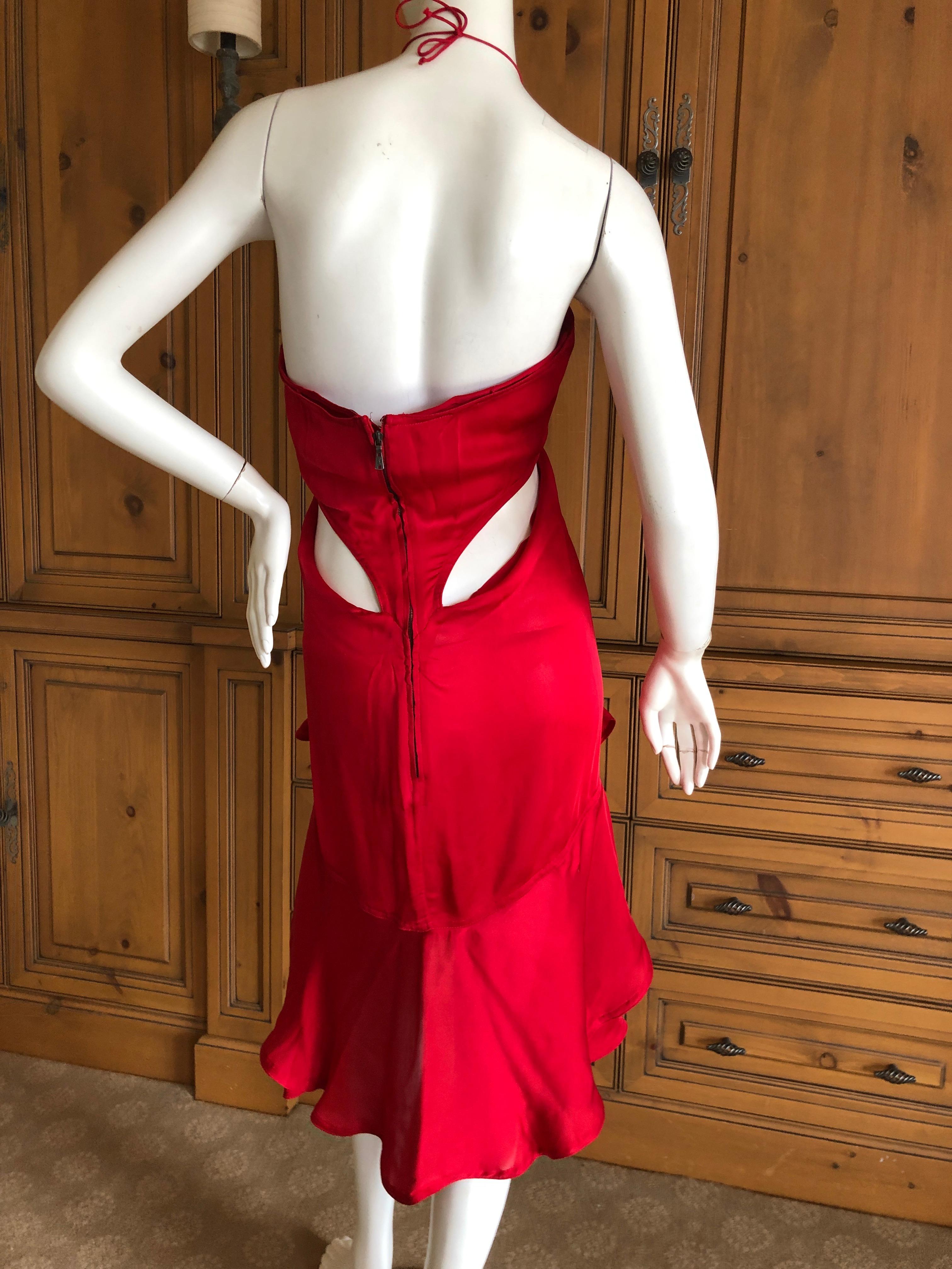 Yves Saint Laurent by Tom Ford 2003 Ruffled Red Silk Dress  For Sale 6