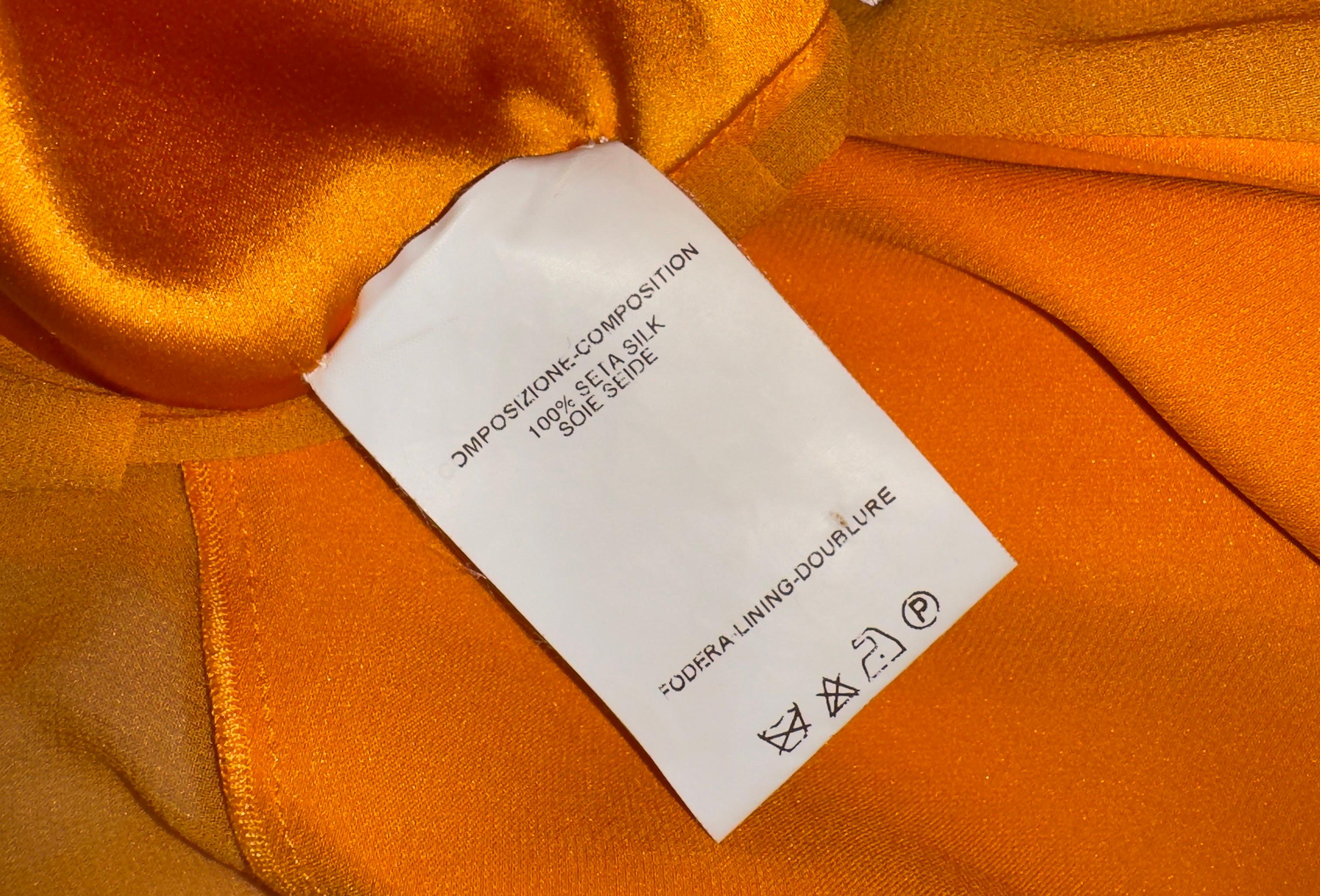 Yves Saint Laurent by Tom Ford 2004 Tangerine Chiffon Satin Silk Wrap Top 40 en venta 2
