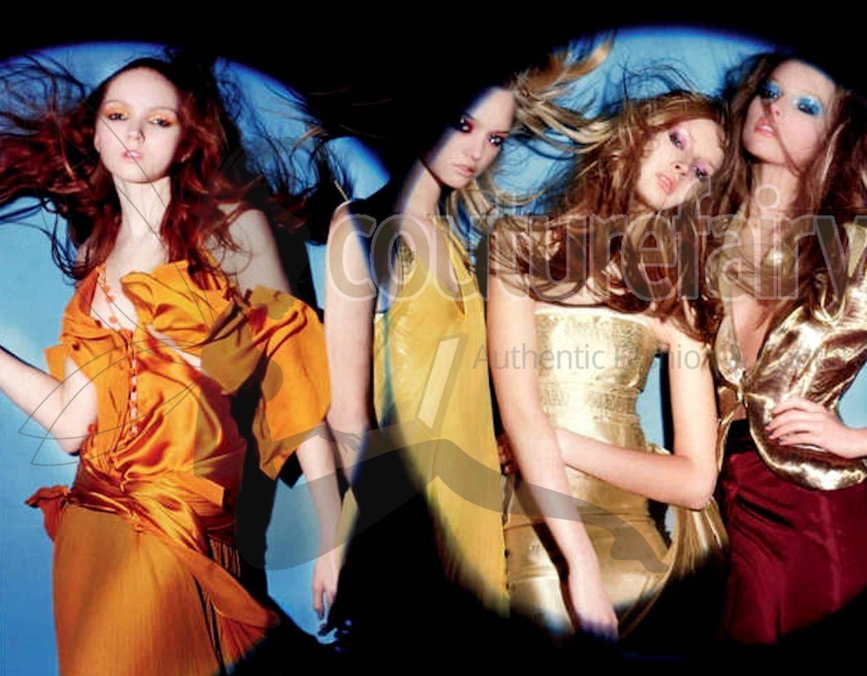 Yves Saint Laurent by Tom Ford 2004 Mandarina Falda Plisada Top Conjunto Cinturón/Bufanda en venta 11