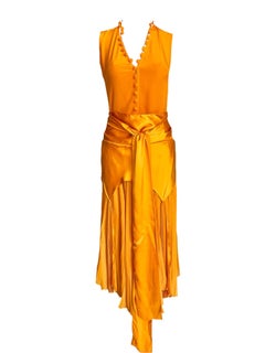 Yves Saint Laurent by Tom Ford SS 2004 3 PCS Tangerine Skirt Top Belt/Scarf Set