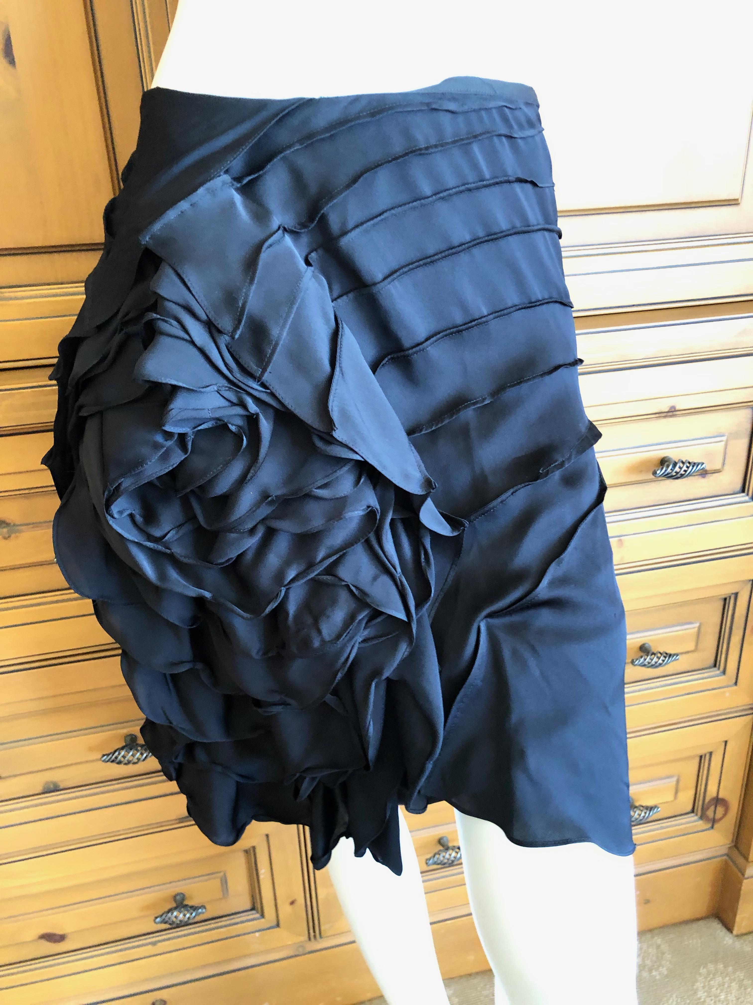 Yves Saint Laurent by Tom Ford Black 3D Rose Blossom Skirt 
Size Medium, size tag removed
Waist: 28