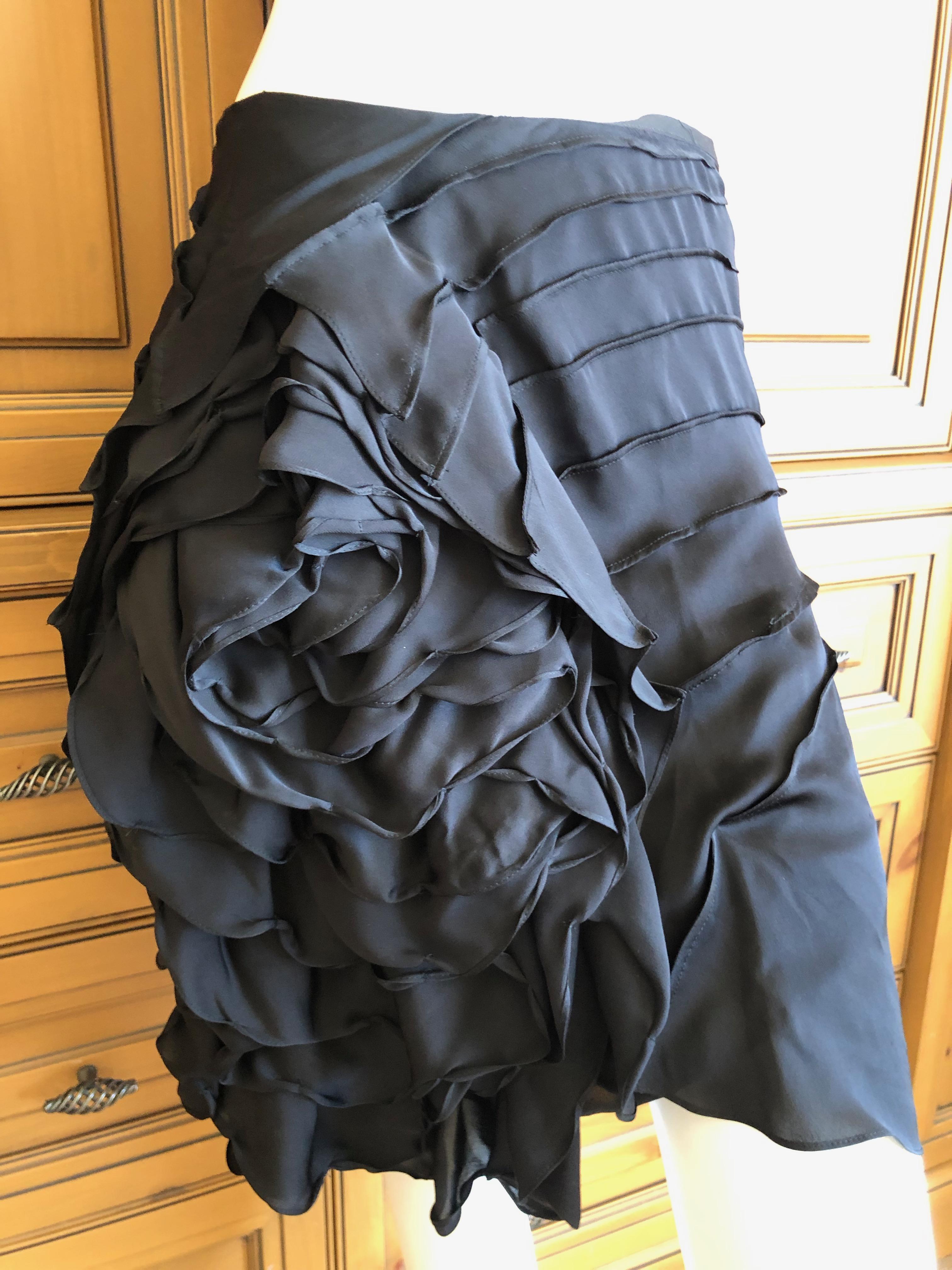 Yves Saint Laurent by Tom Ford Black 3D Rose Blossom Skirt Spring 2003 In Excellent Condition For Sale In Cloverdale, CA