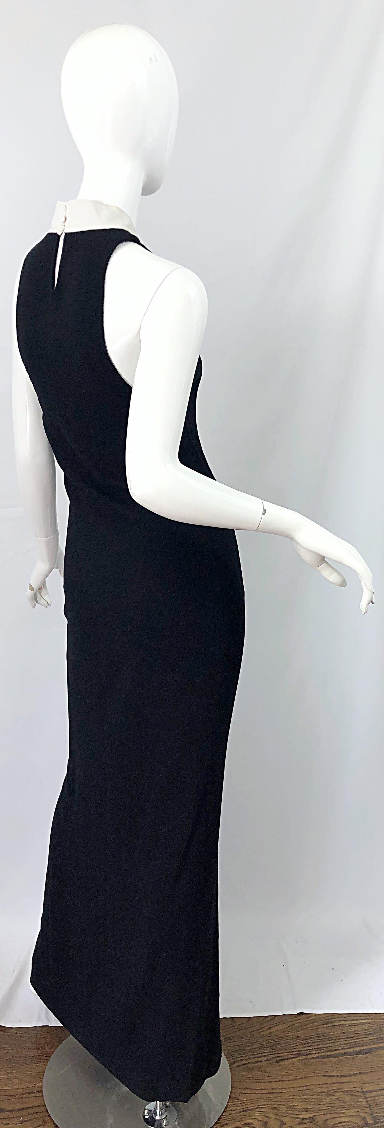 Women's Yves Saint Laurent Tom Ford Black White Plunging Cleavage Cut Out Gown Dress For Sale