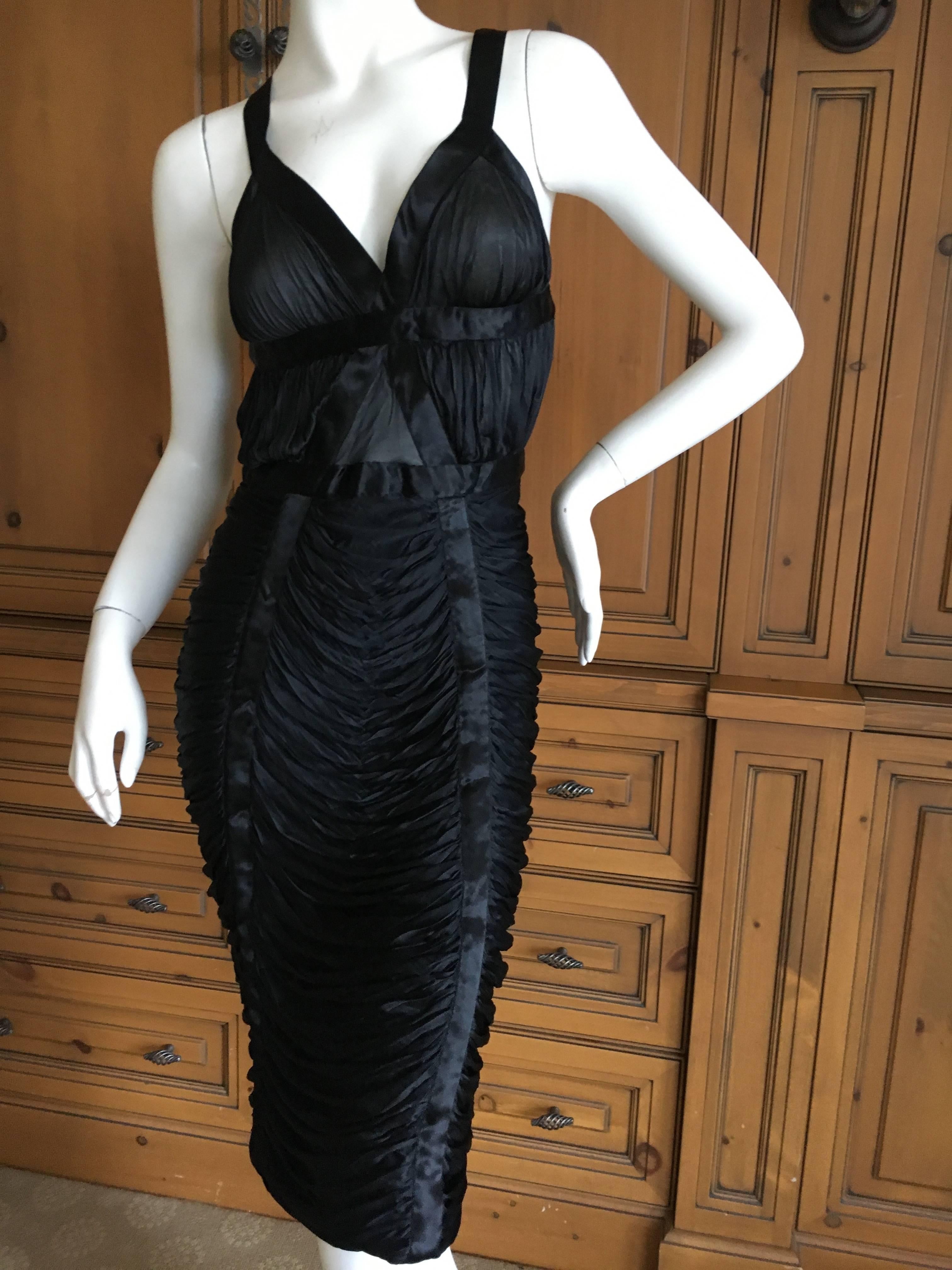 Yves Saint Laurent by Tom Ford Black Draped Cocktail Dress 2003 
Size Small
Bust 34