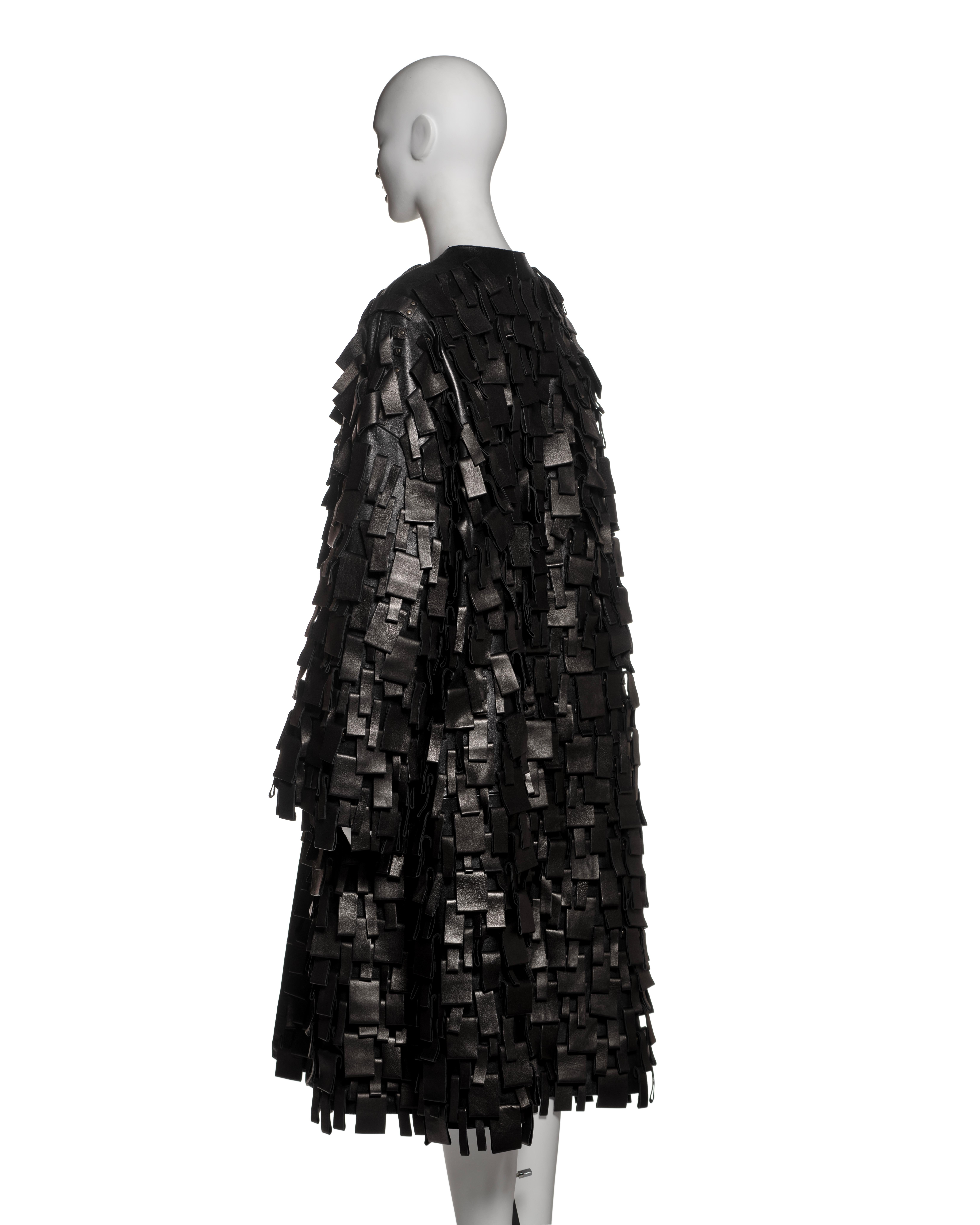 Yves Saint Laurent by Tom Ford Black Leather Appliqué Coat, FW 2002 For Sale 6