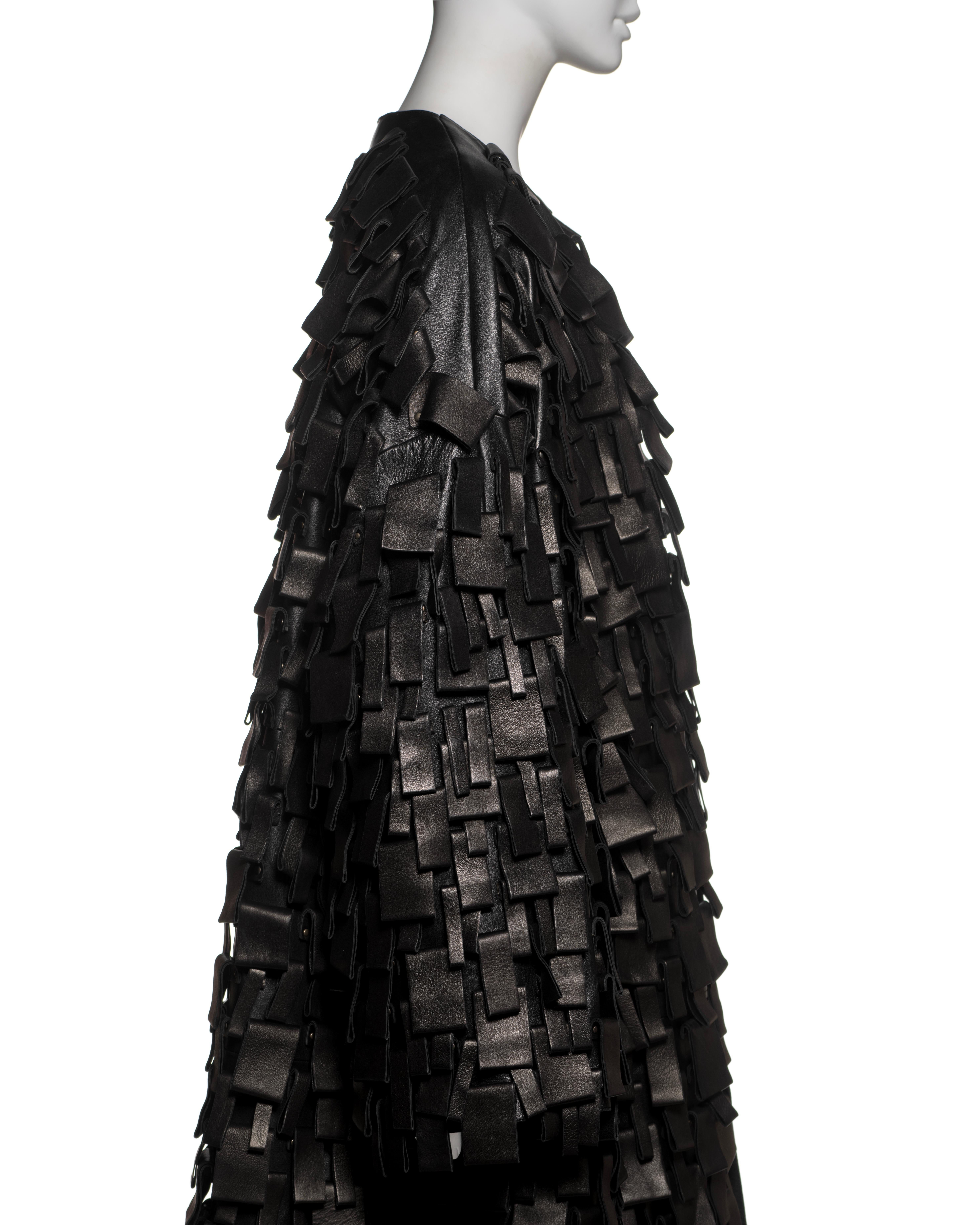Yves Saint Laurent by Tom Ford Black Leather Appliqué Coat, FW 2002 For Sale 13