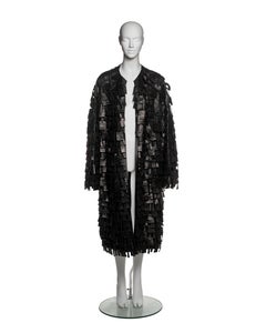 Yves Saint Laurent by Tom Ford Black Leather Appliqué Coat, FW 2002