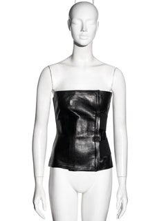 Yves Saint Laurent by Tom Ford black leather strapless wrap corset, ss 2001