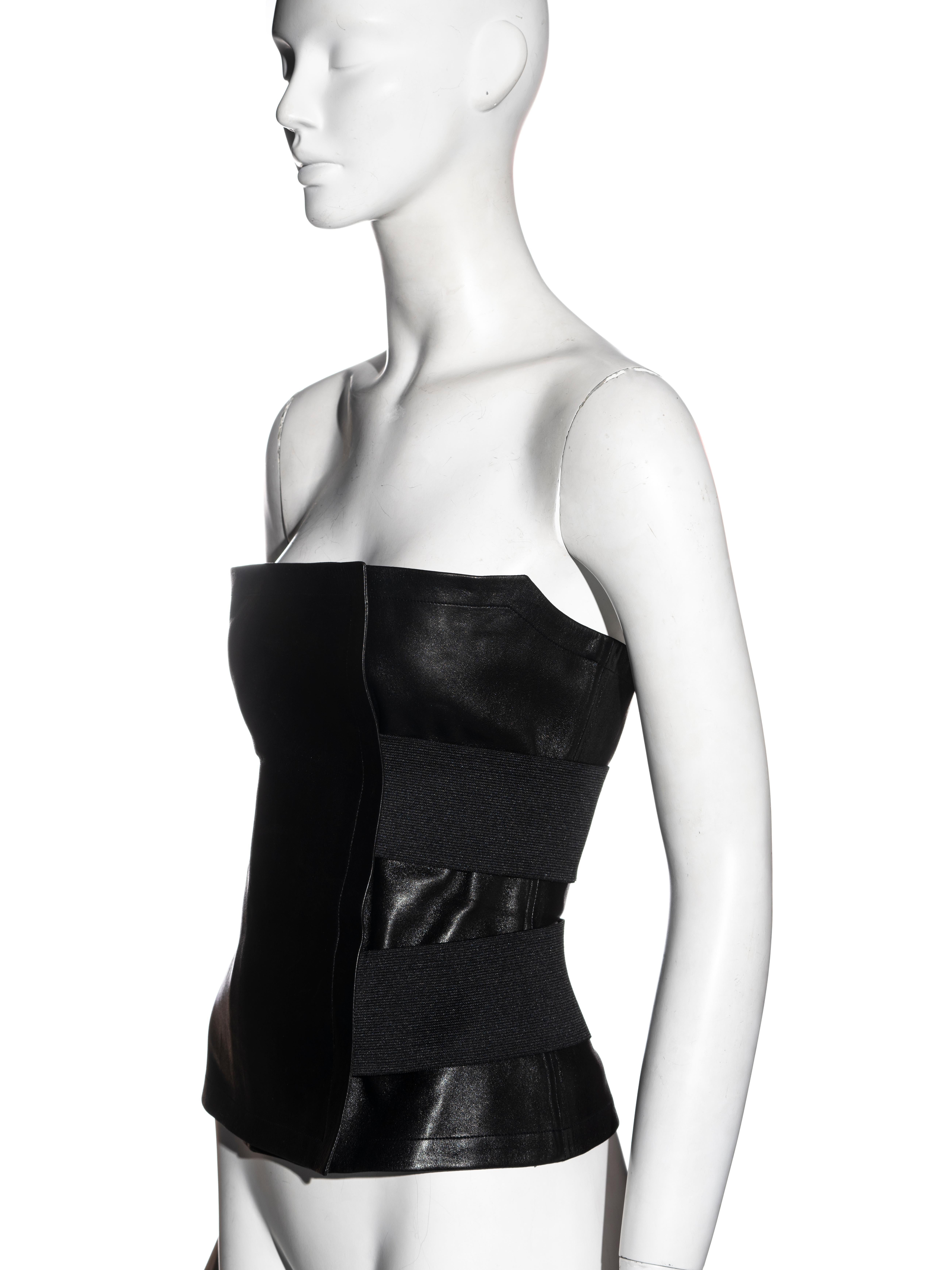 Black Yves Saint Laurent by Tom Ford black leather strapless wrap corset, ss 2001
