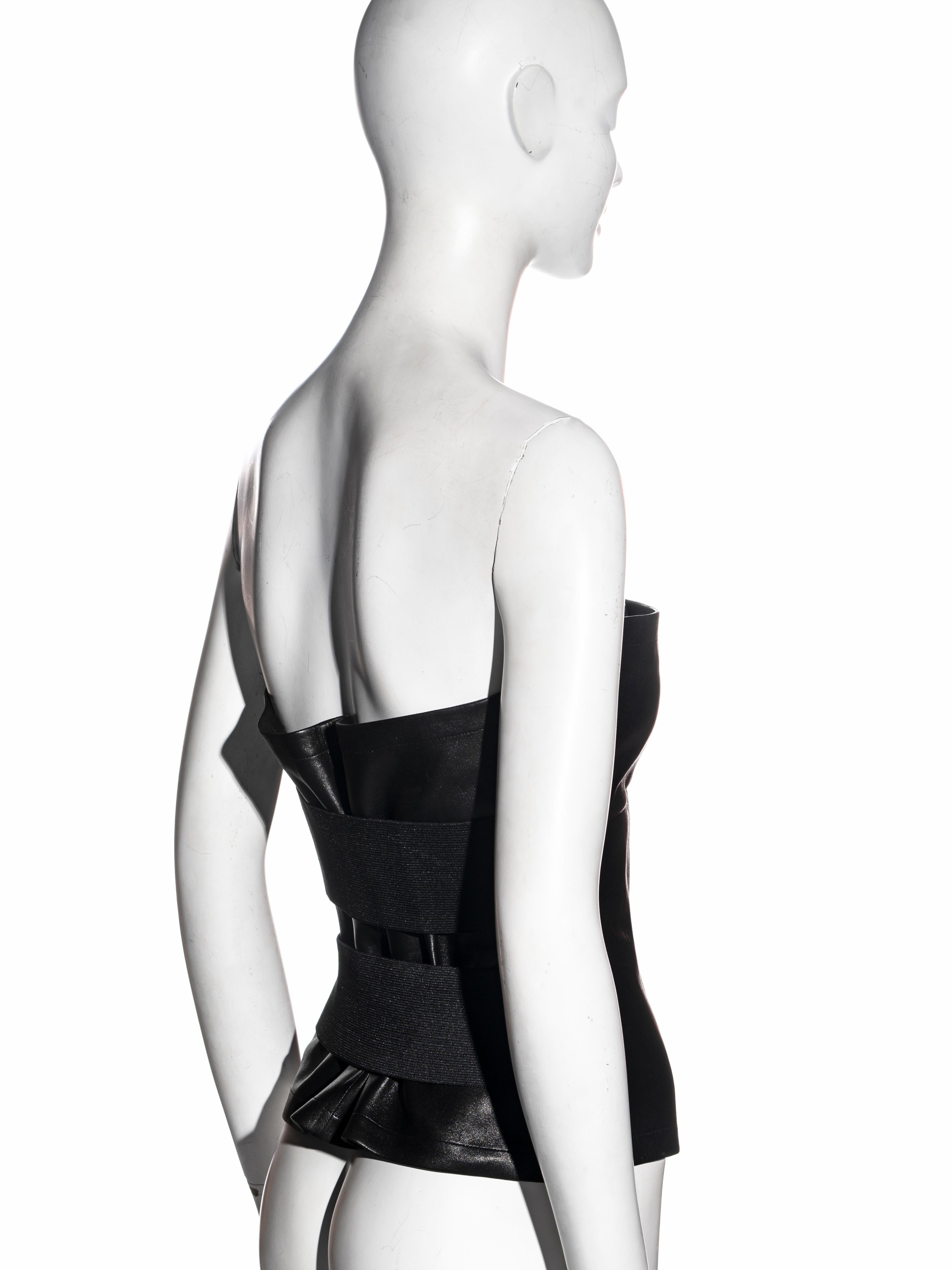 Yves Saint Laurent by Tom Ford black leather strapless wrap corset, ss 2001 In Excellent Condition In London, GB