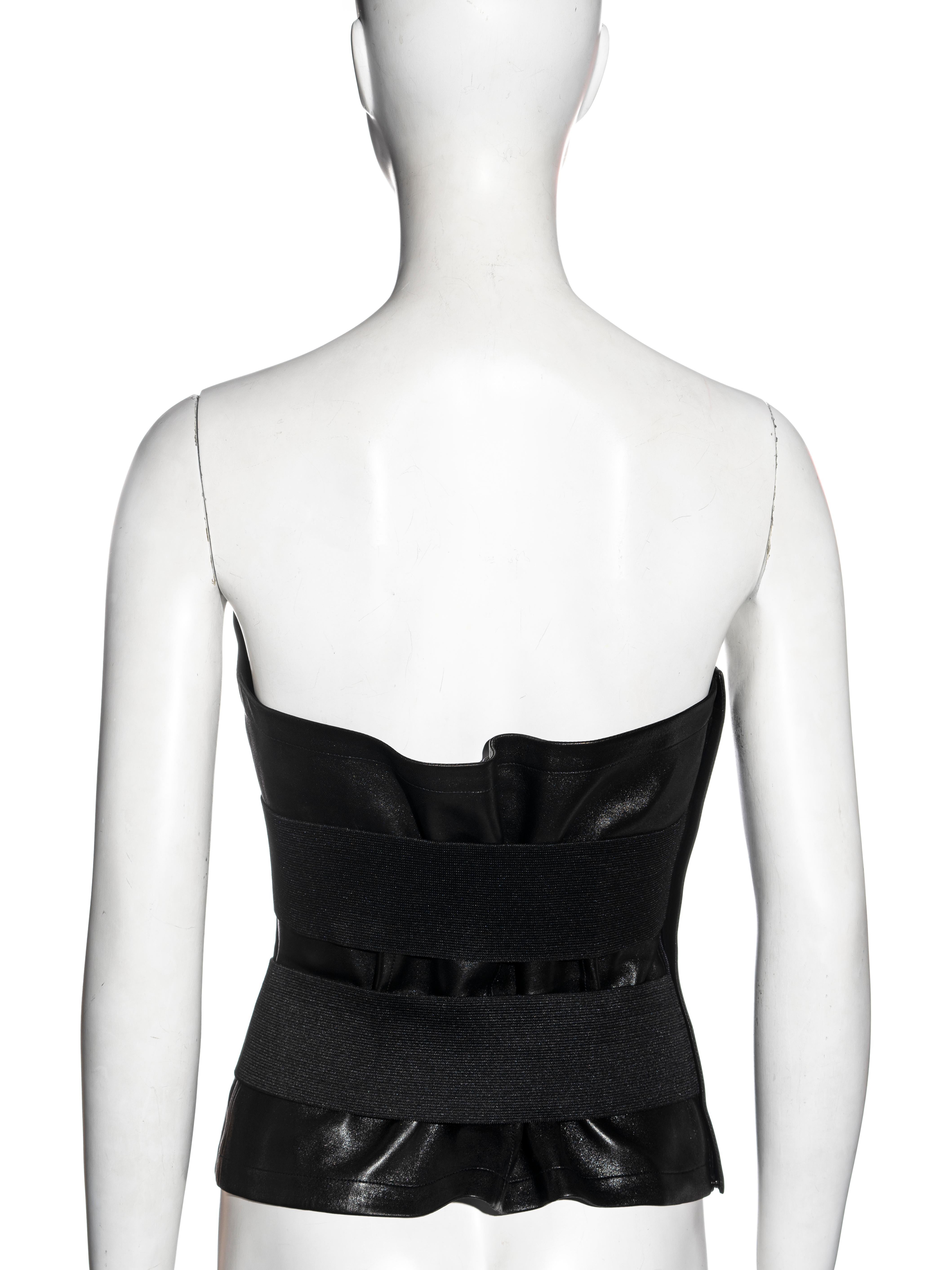 Women's Yves Saint Laurent by Tom Ford black leather strapless wrap corset, ss 2001