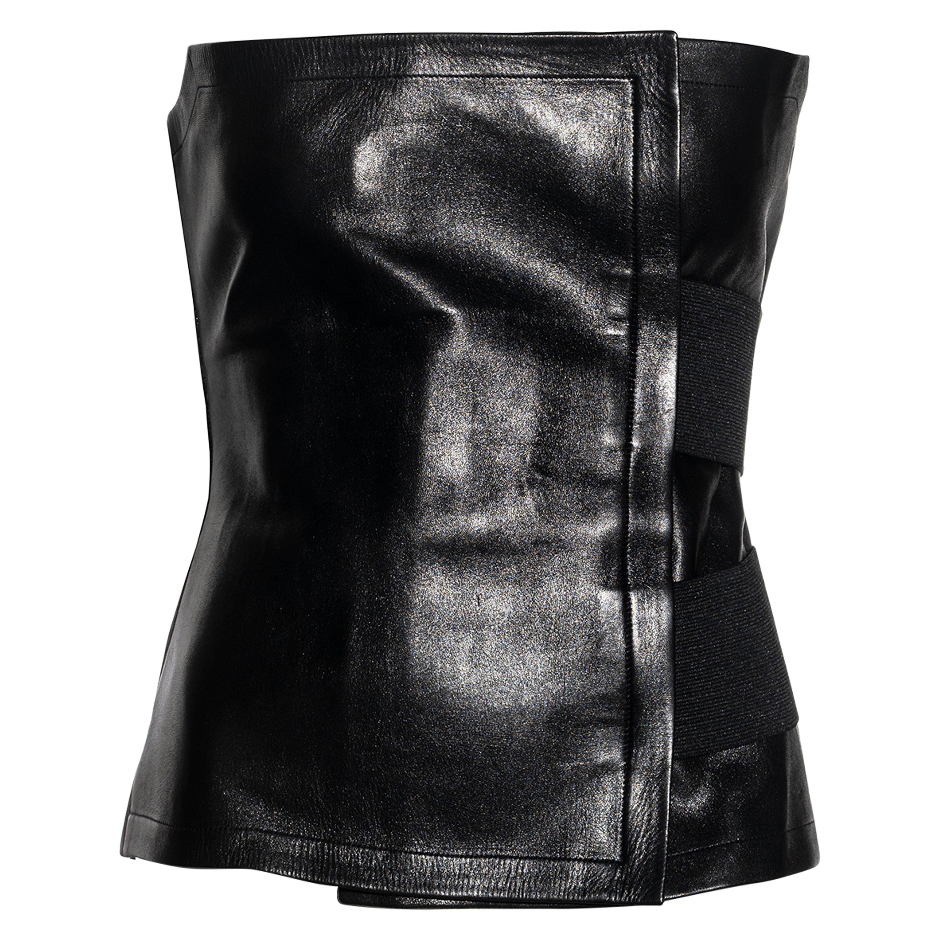 Yves Saint Laurent by Tom Ford black leather strapless wrap corset, ss 2001