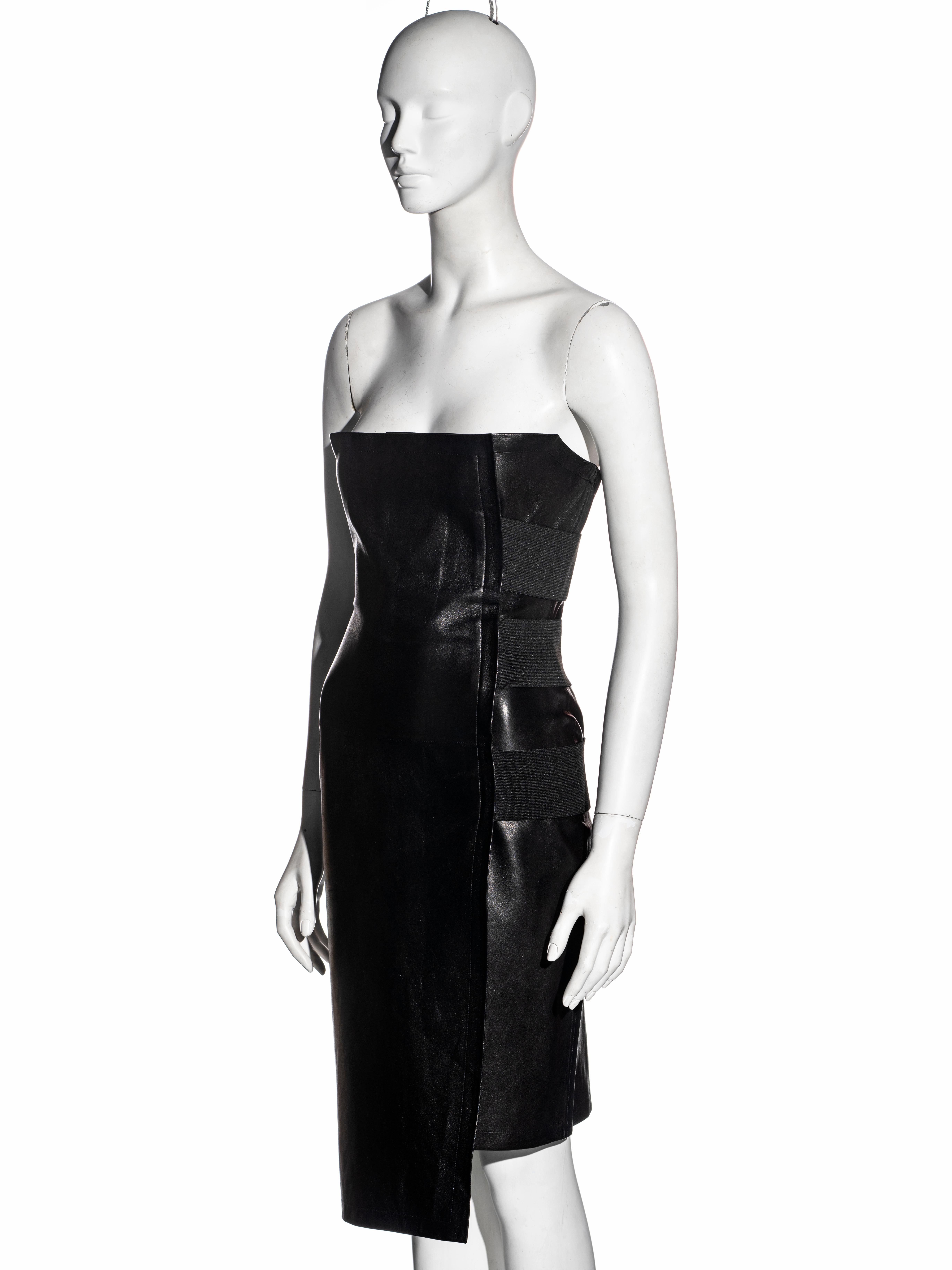 Yves Saint Laurent by Tom Ford black leather strapless wrap dress, ss 2001 In Excellent Condition In London, GB