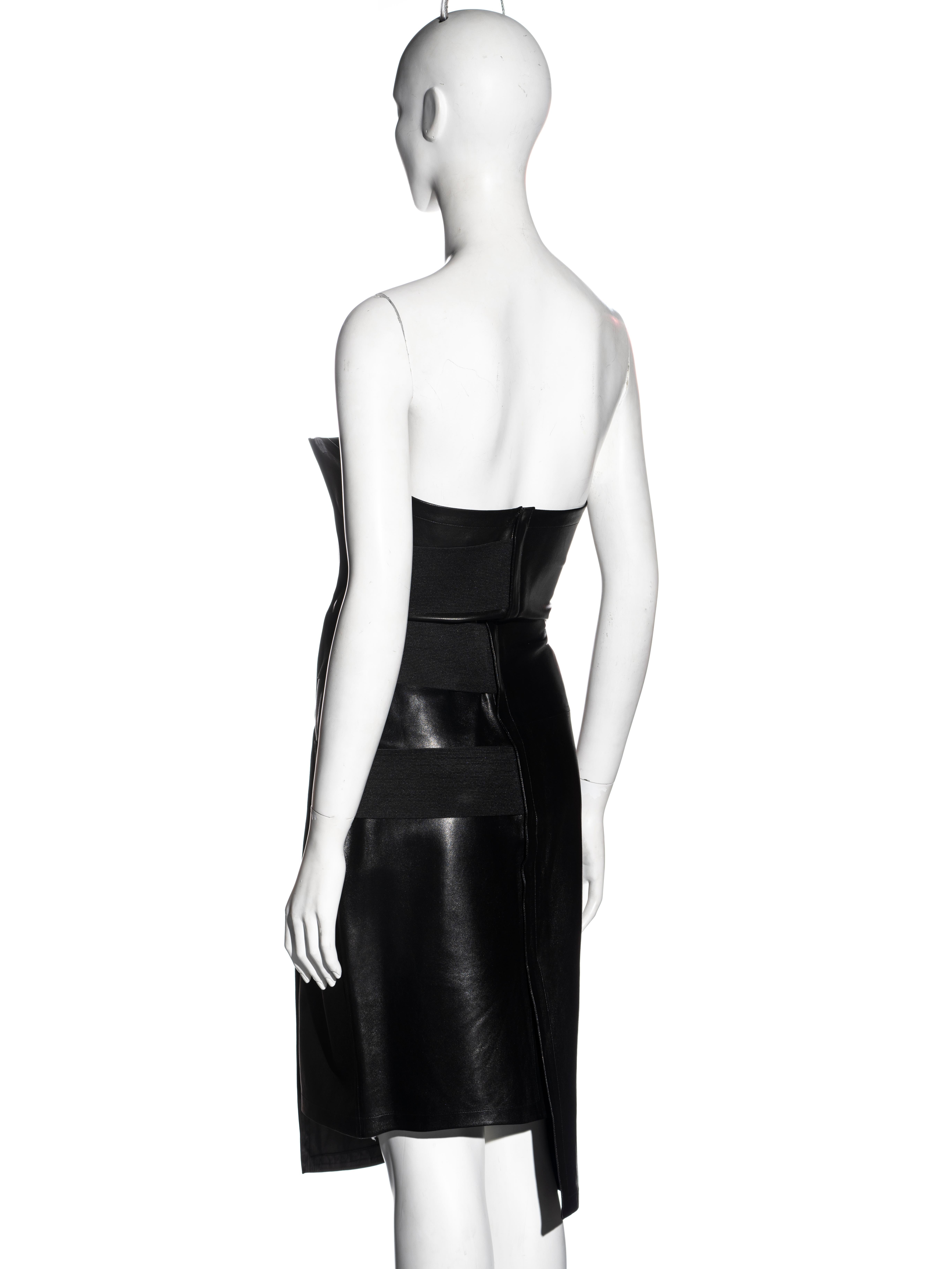Yves Saint Laurent by Tom Ford black leather strapless wrap dress, ss 2001 1