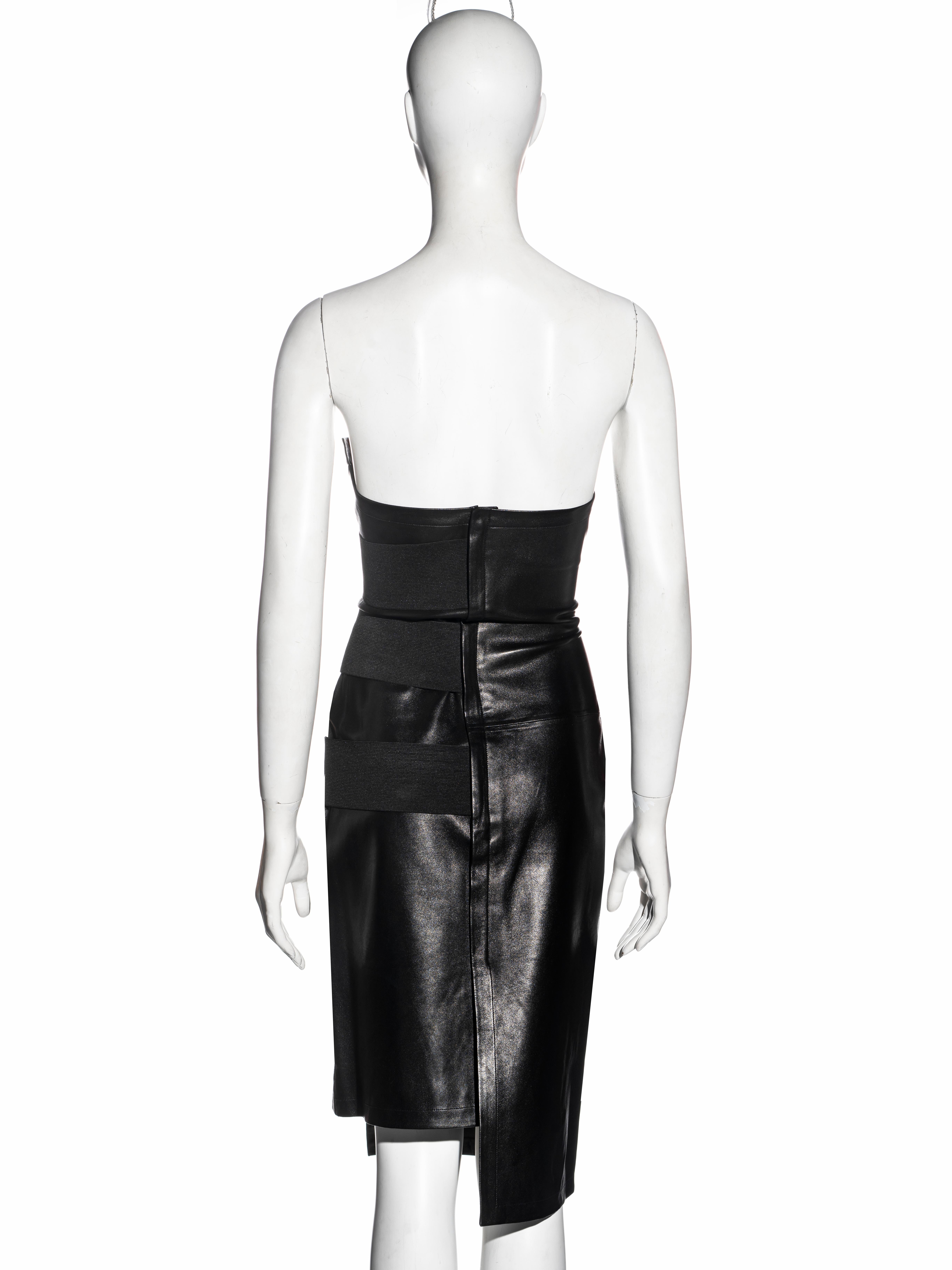Yves Saint Laurent by Tom Ford black leather strapless wrap dress, ss 2001 2