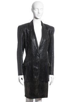 Yves Saint Laurent by Tom Ford black python blazer and skirt suit, ss 2001
